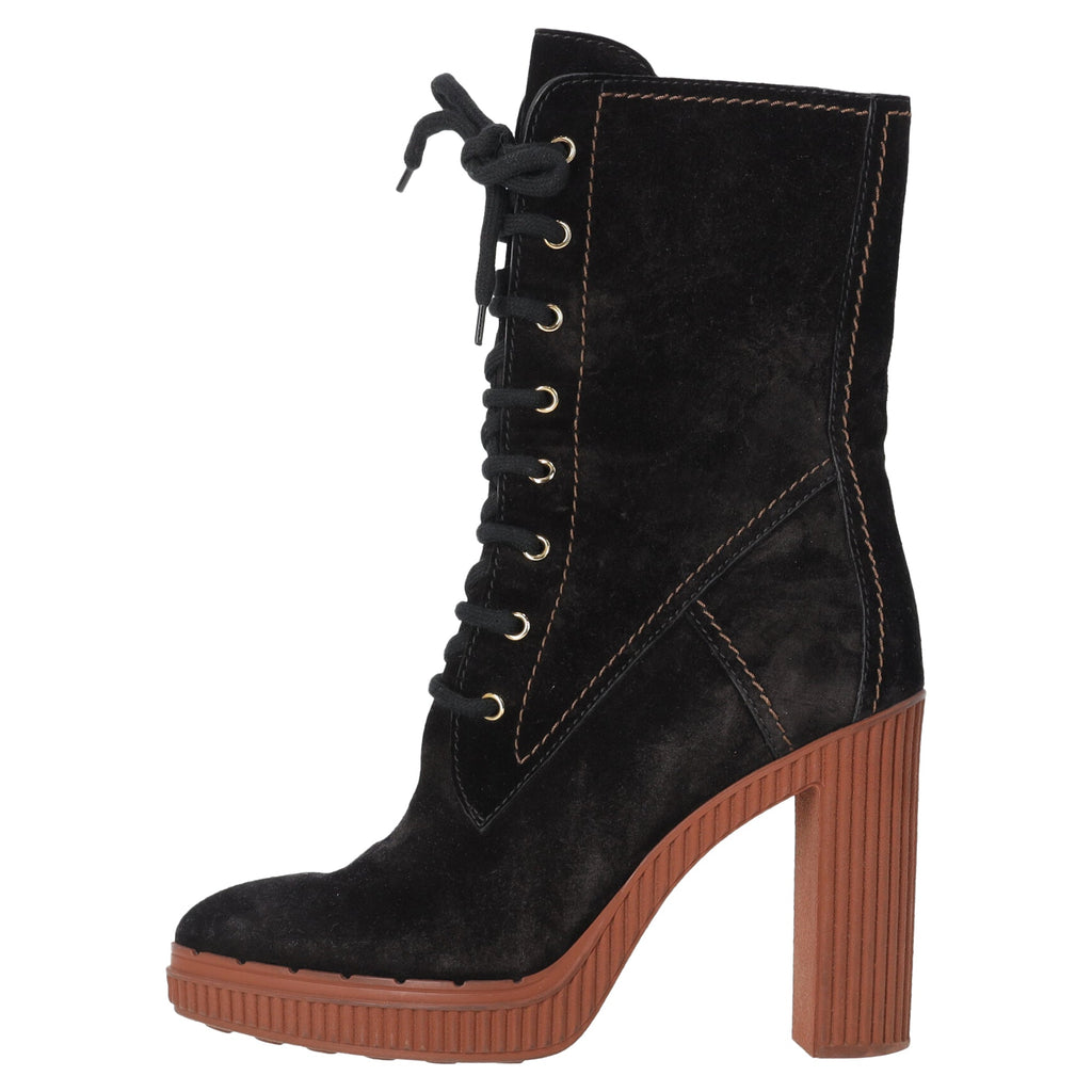 Women's Tod's Platform Ankle Boots in Black Suede