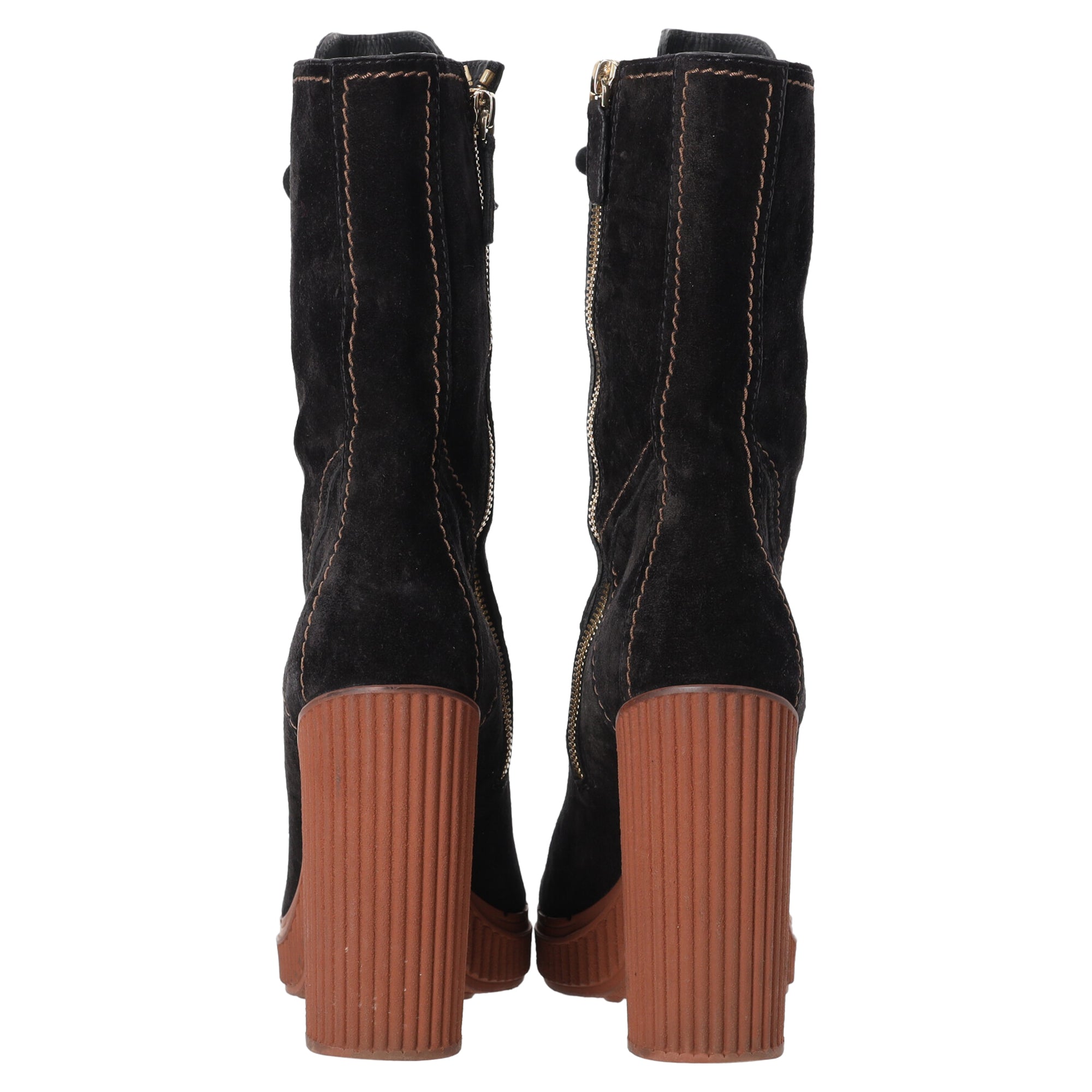 Women's Tod's Platform Ankle Boots in Black Suede