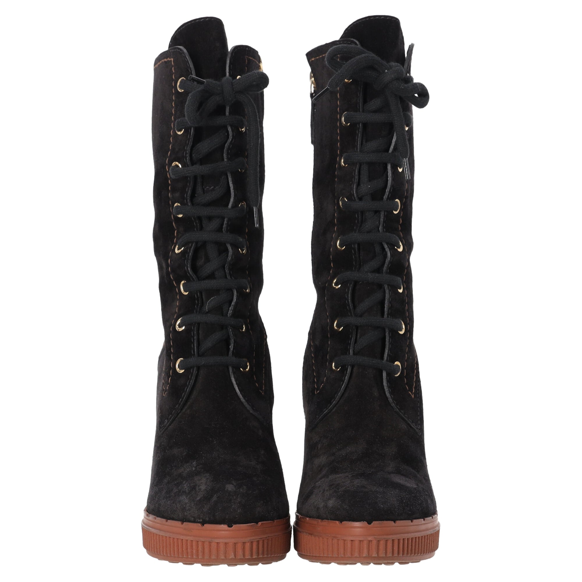 Women's Tod's Platform Ankle Boots in Black Suede