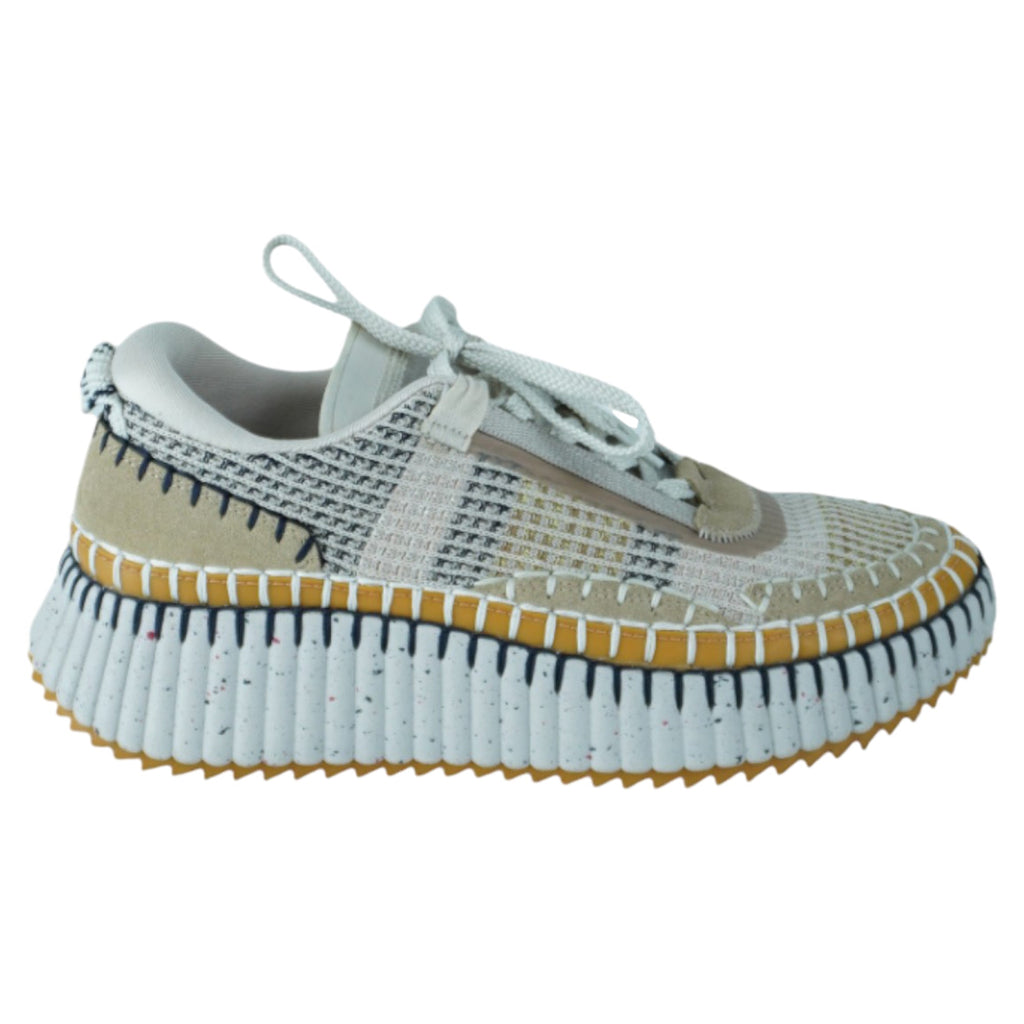 Women's Chloe Multicolor Knit Fabric and Suede Nama Low Top Sneakers