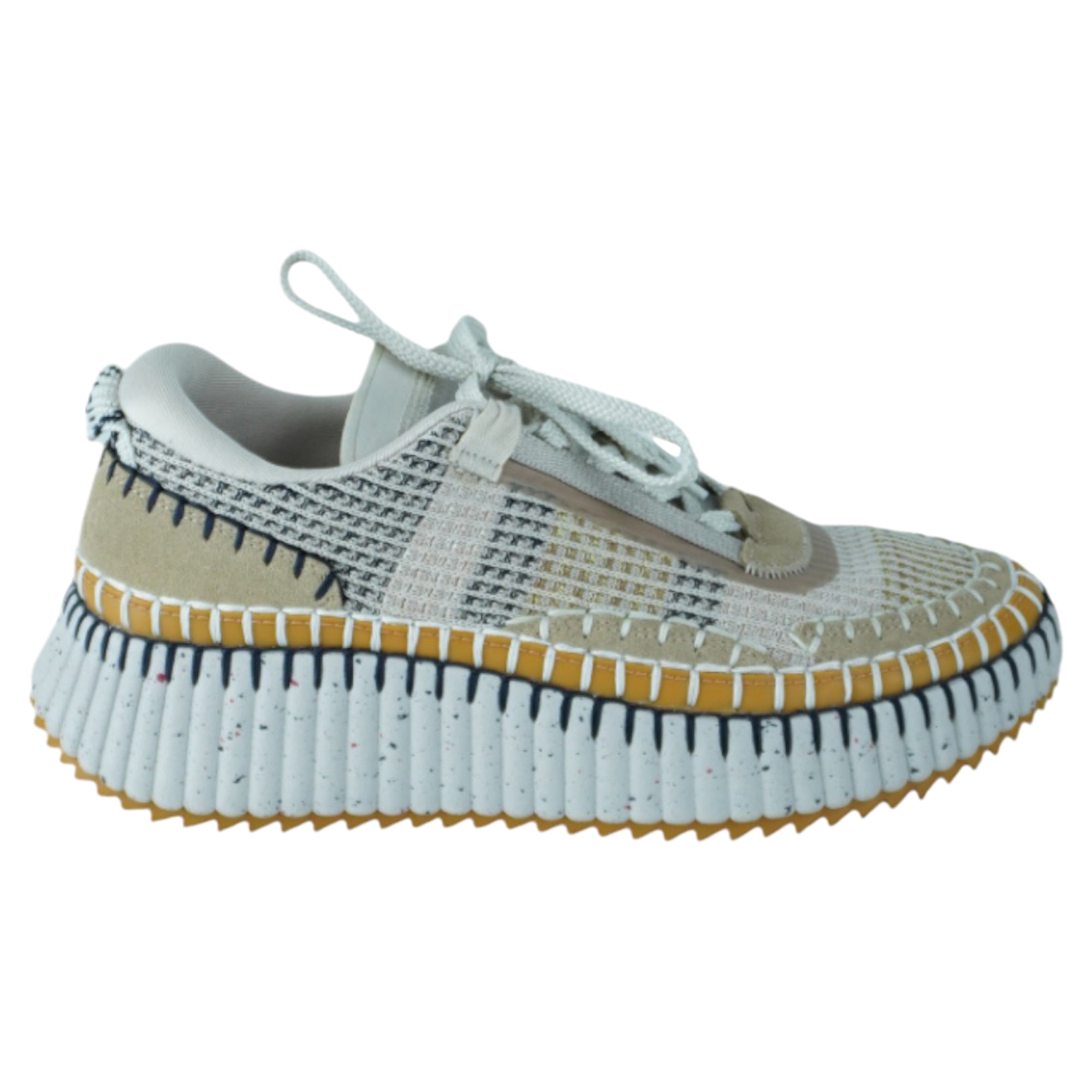 Women's Chloe Multicolor Knit Fabric and Suede Nama Low Top Sneakers