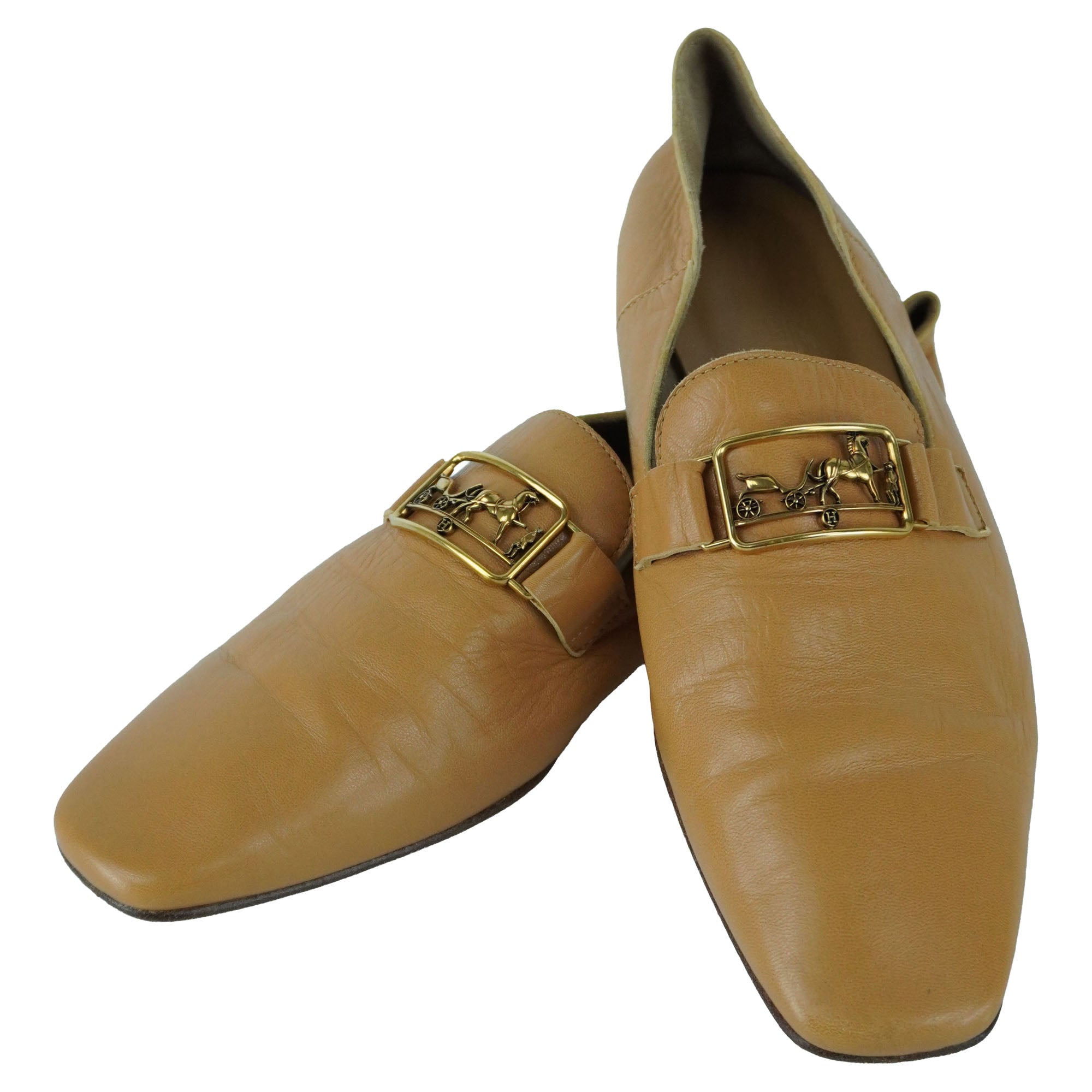 HERMES Time Loafers in Brown Supple Goatskin