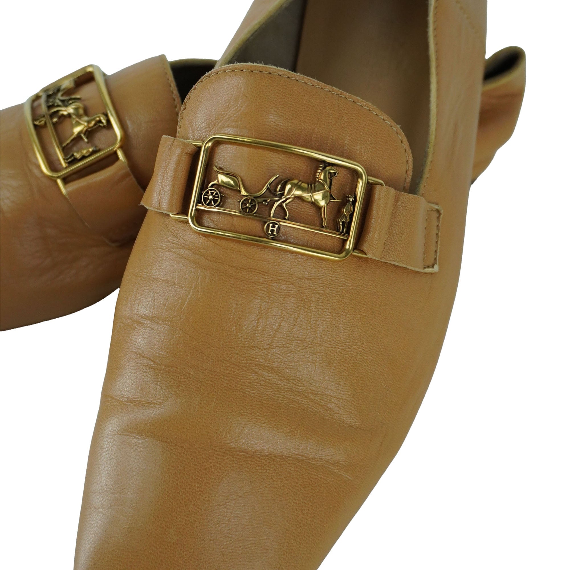 HERMES Time Loafers in Brown Supple Goatskin