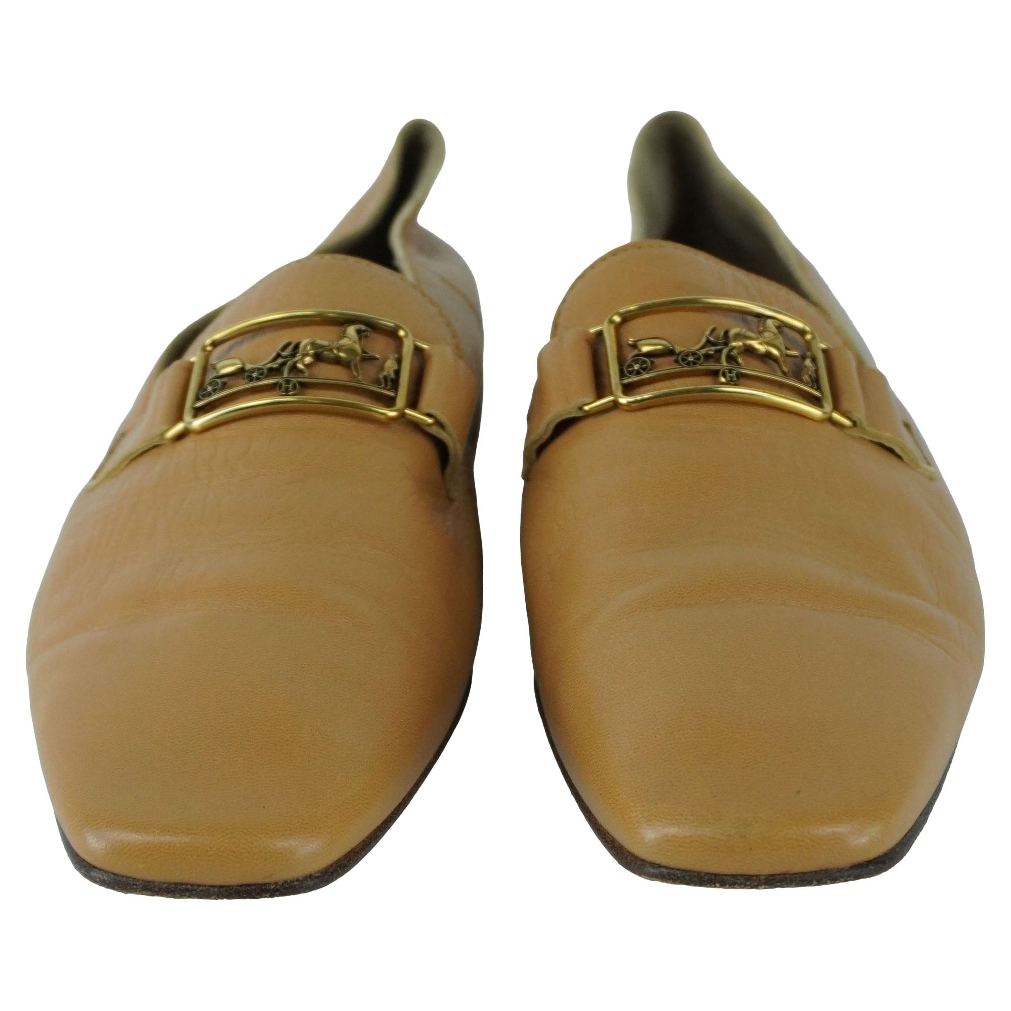 HERMES Time Loafers in Brown Supple Goatskin