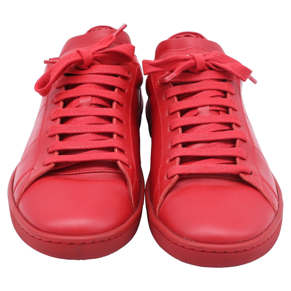 Saint Laurent SL/01 Low-Top Sneakers in Red Calf Leather