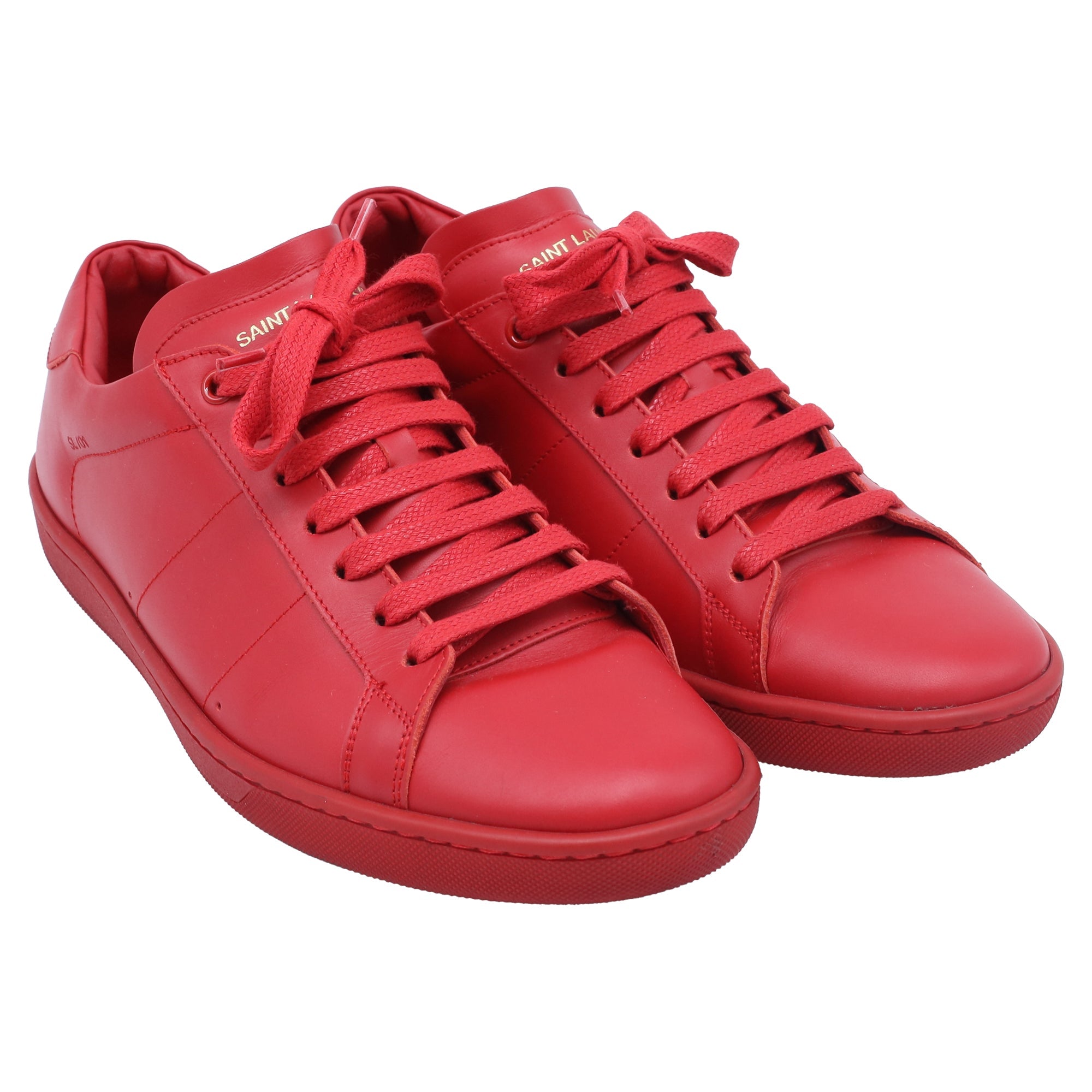 Saint Laurent SL/01 Low-Top Sneakers in Red Calf Leather