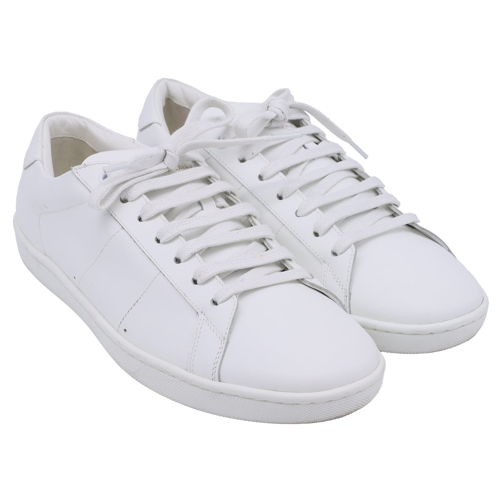 Men's Saint Laurent SL/01 Low-Top Sneakers in White Calf Leather