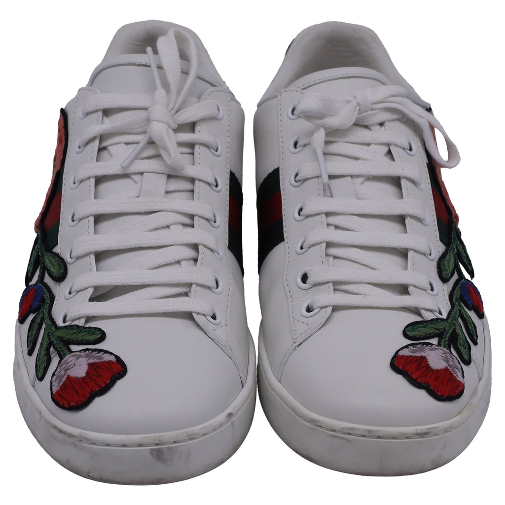 Gucci Ace Floral-Embroidered Sneakers in Multicolor Leather