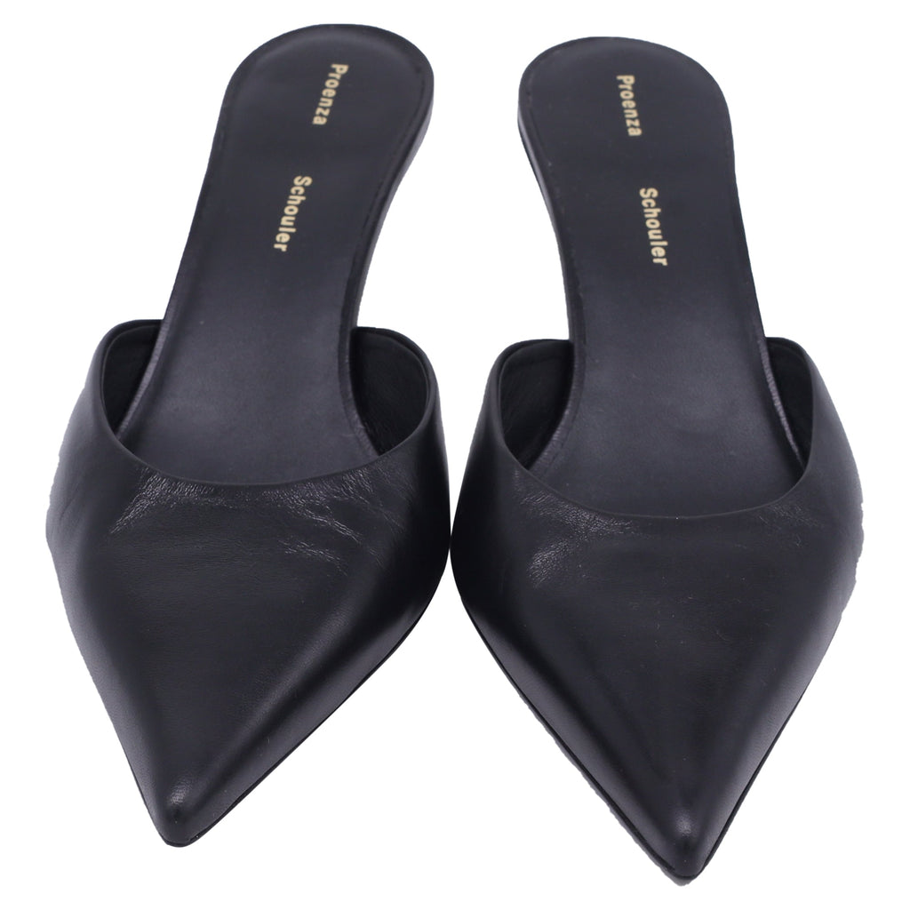 Proenza Schouler Spike Pointed-Toe Mules in Black Cow Leather
