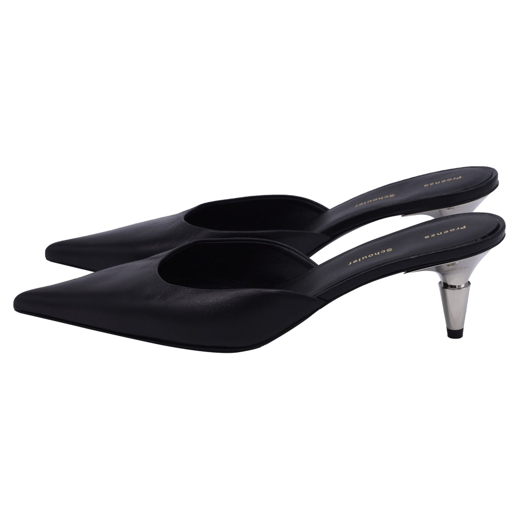 Proenza Schouler Spike Pointed-Toe Mules in Black Cow Leather