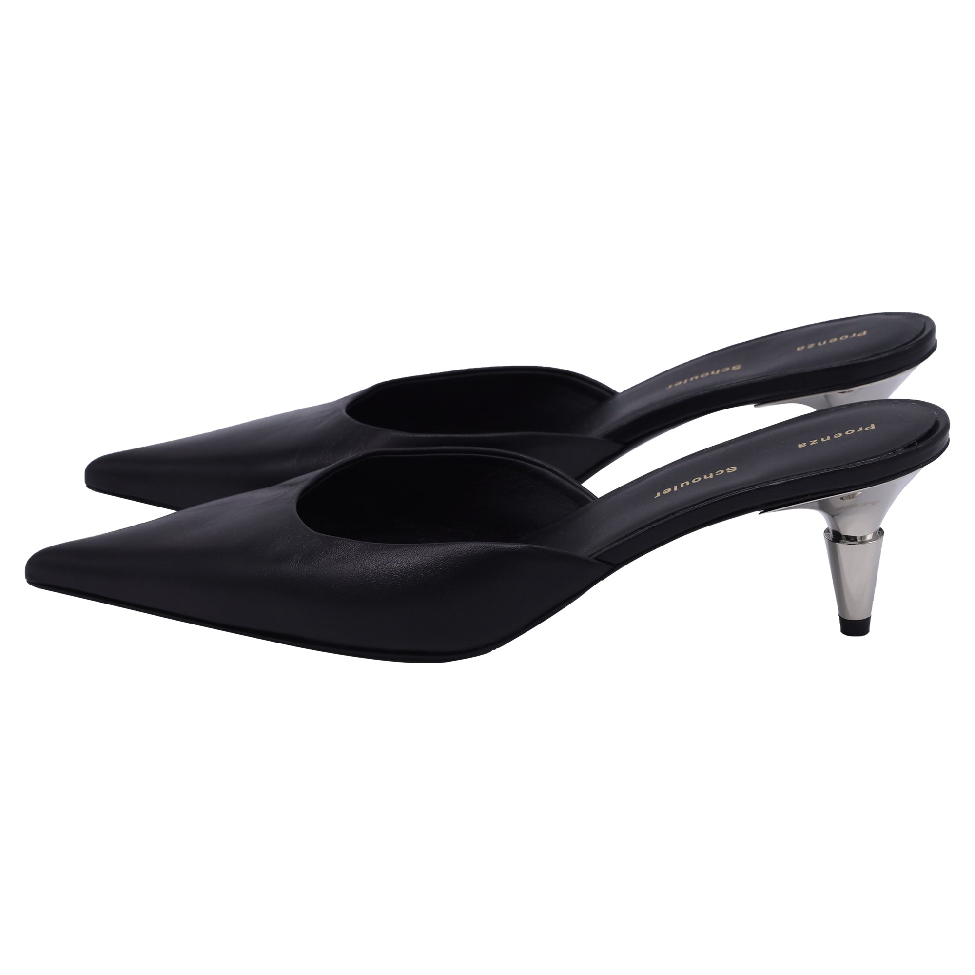 Proenza Schouler Spike Pointed-Toe Mules in Black Cow Leather