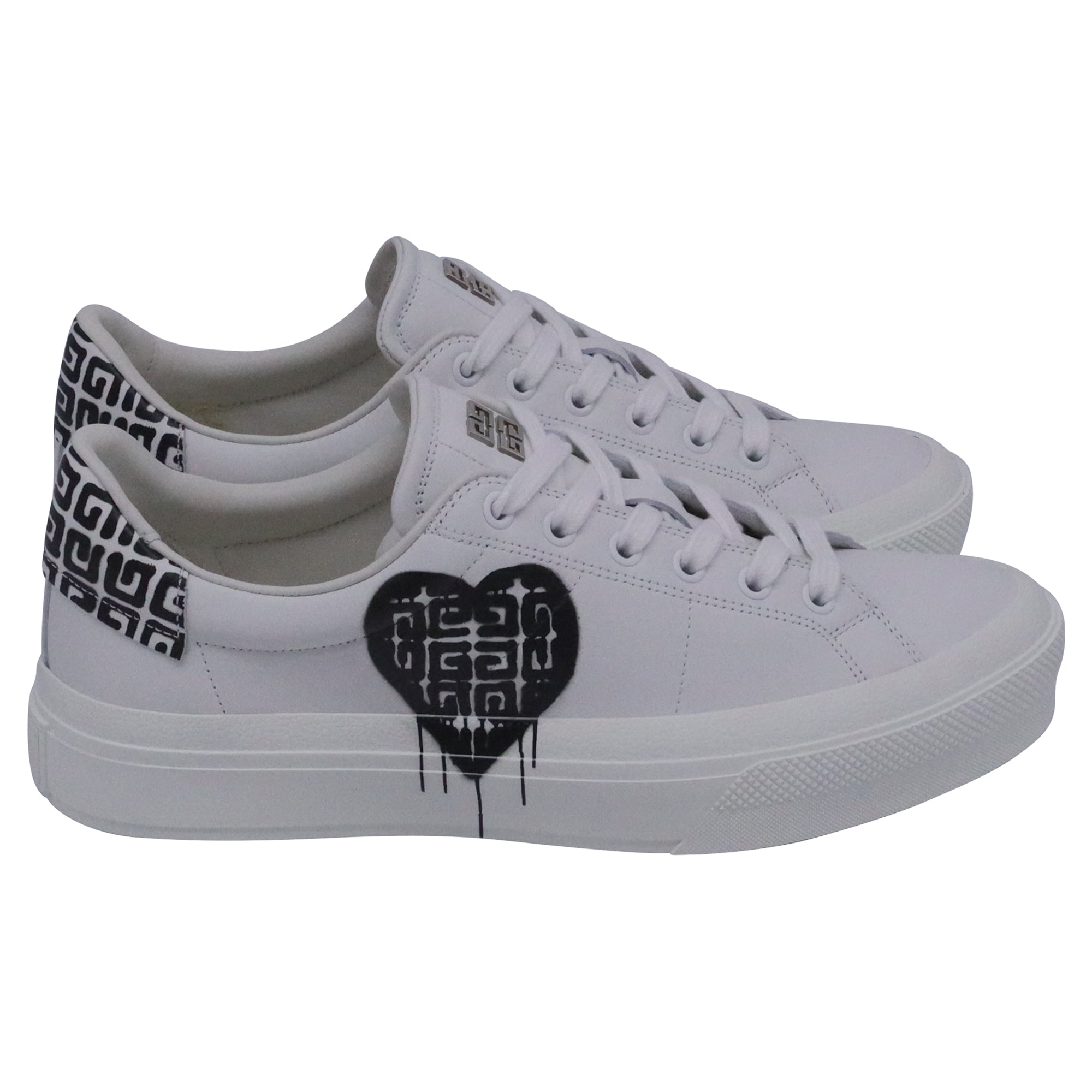 Givenchy x Chito City Heart 4G Tag Effect Sneakers in White Leather
