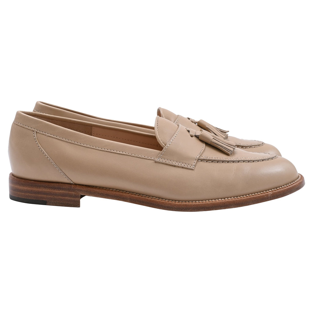 Manolo Blahnik Tassel Loafers in Beige Leather