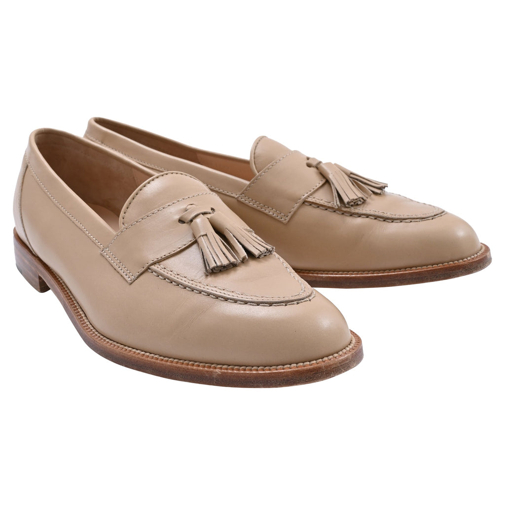 Manolo Blahnik Tassel Loafers in Beige Leather