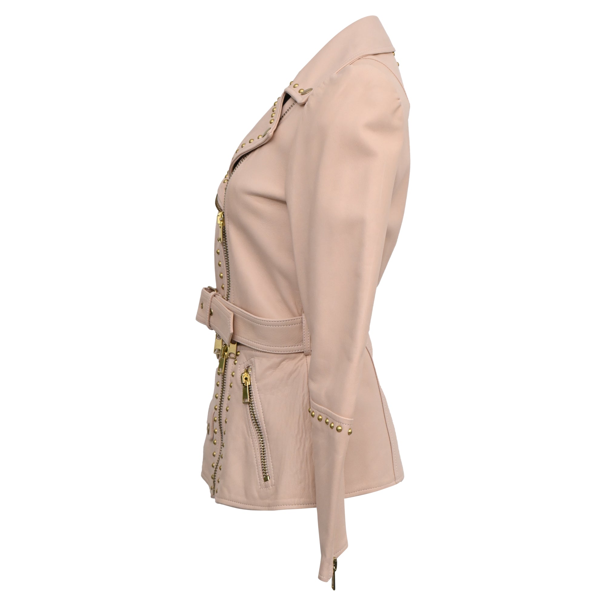 Alexander McQueen Studded Jacket in Nude Leather