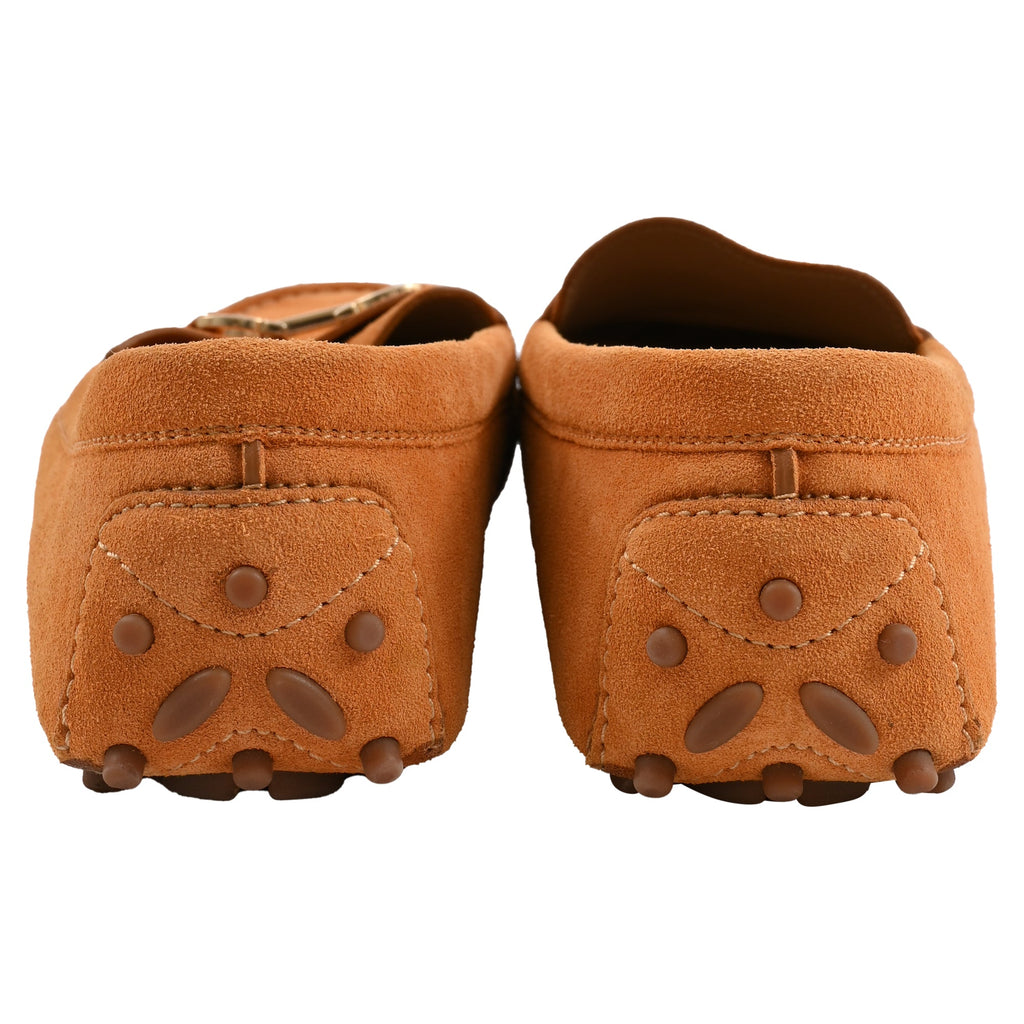 Salvatore Ferragamo Gancini-Plaque Loafers in Brown Suede