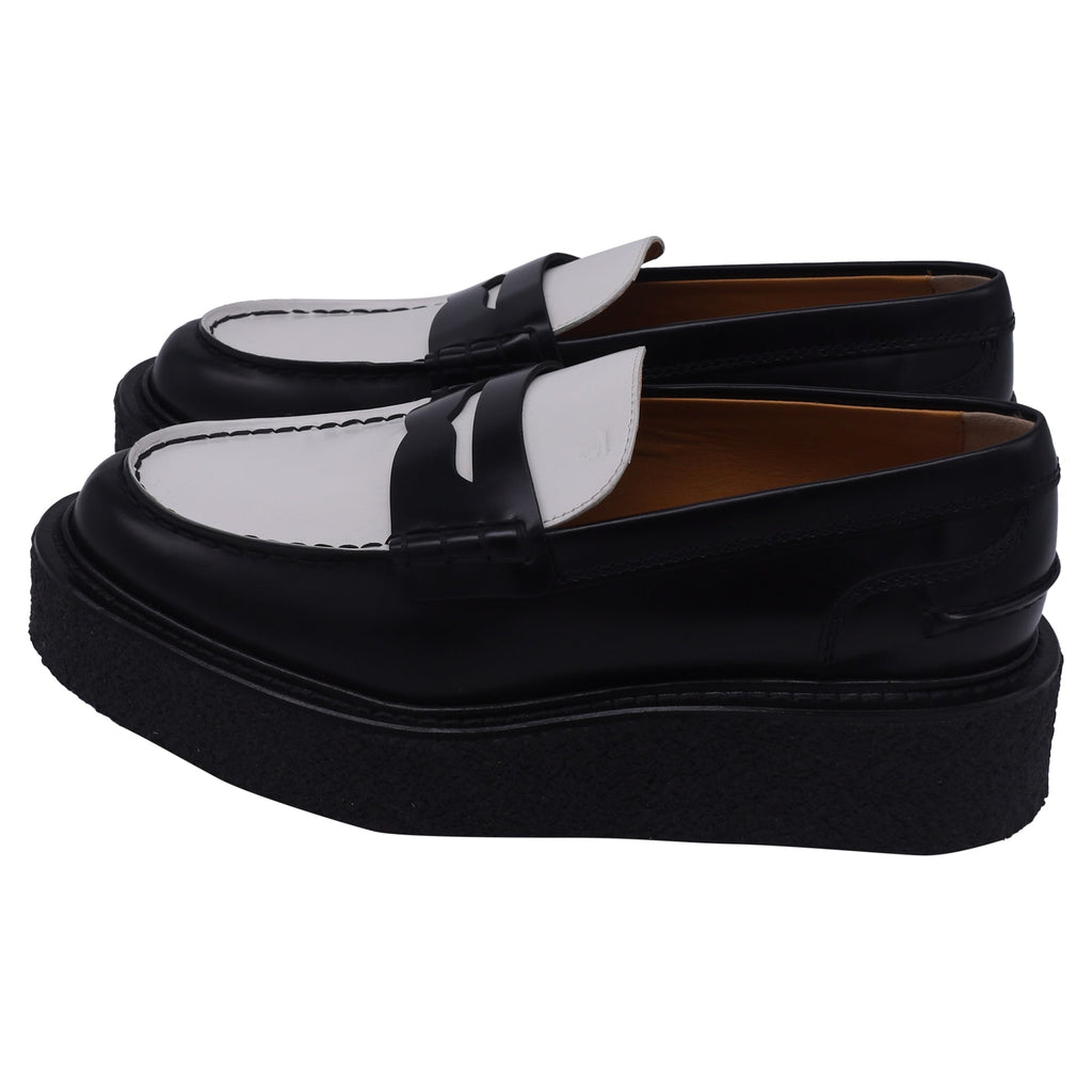 Women's Tod's Two-Tone Platform Loafers in Black and White Calf Leather