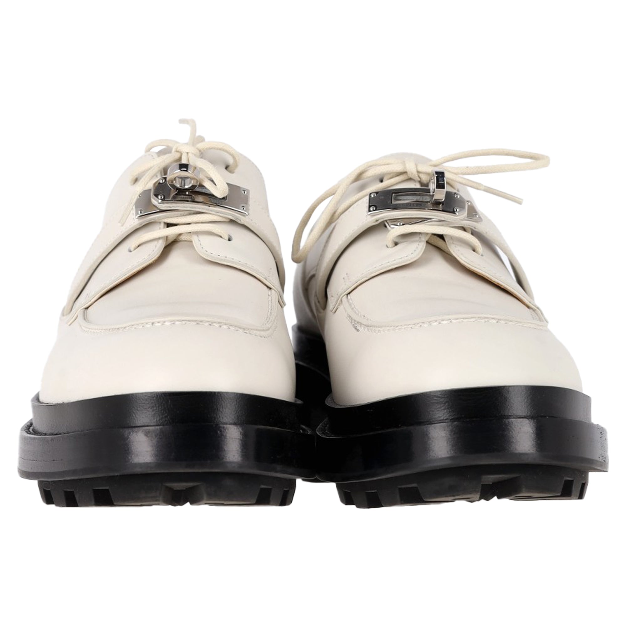 Hermès First Derby Shoes in White Leather
