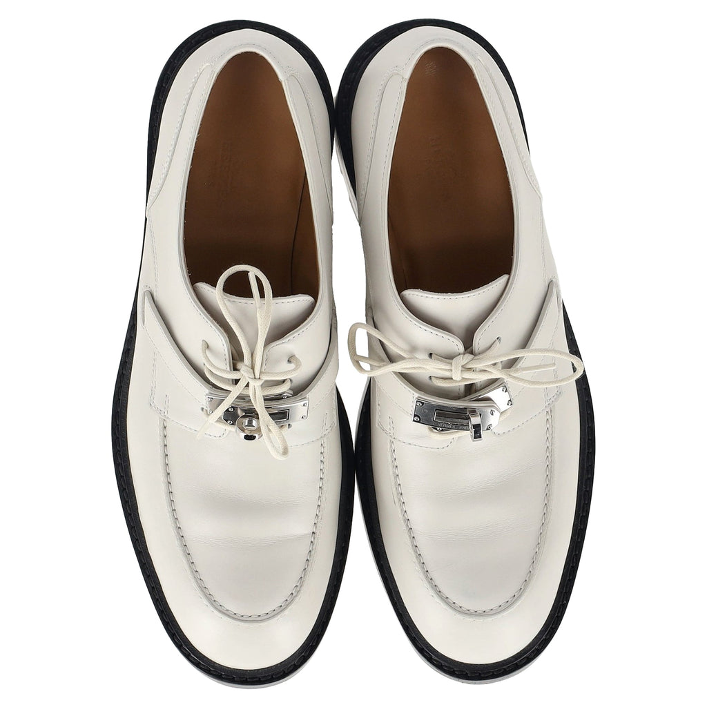 Hermès First Derby Shoes in White Leather