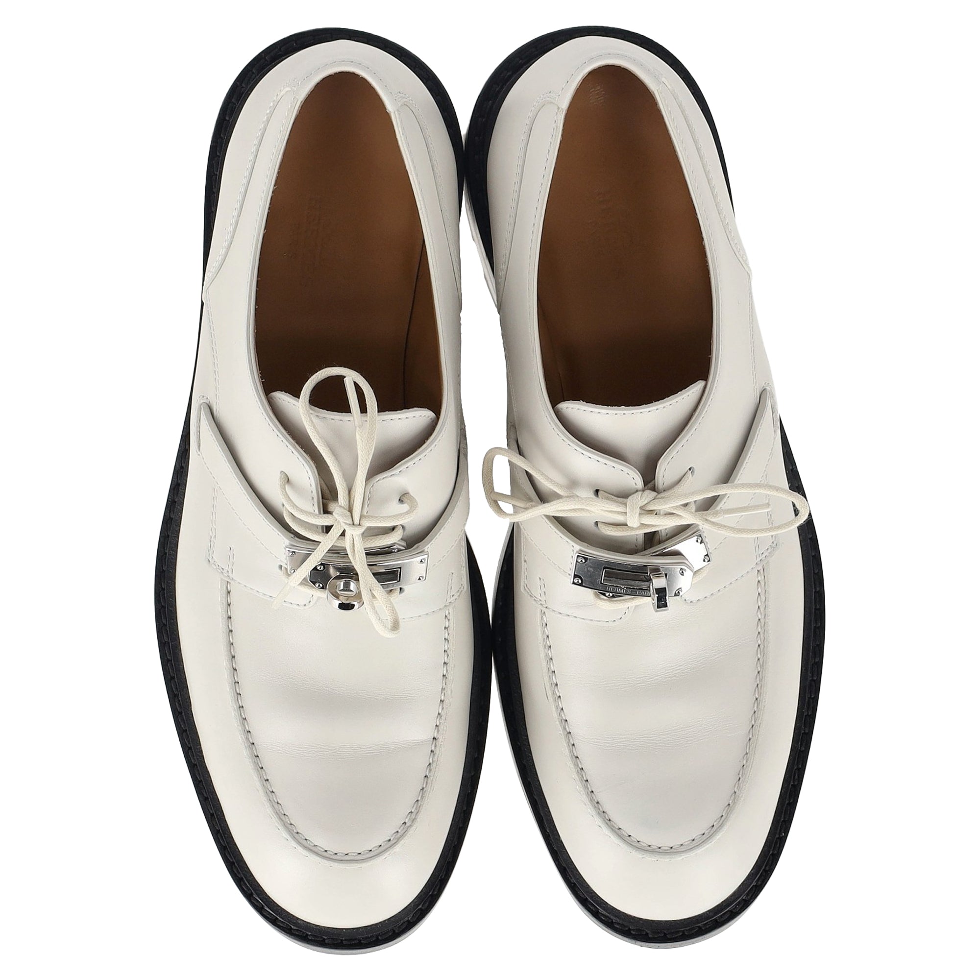 Hermès First Derby Shoes in White Leather