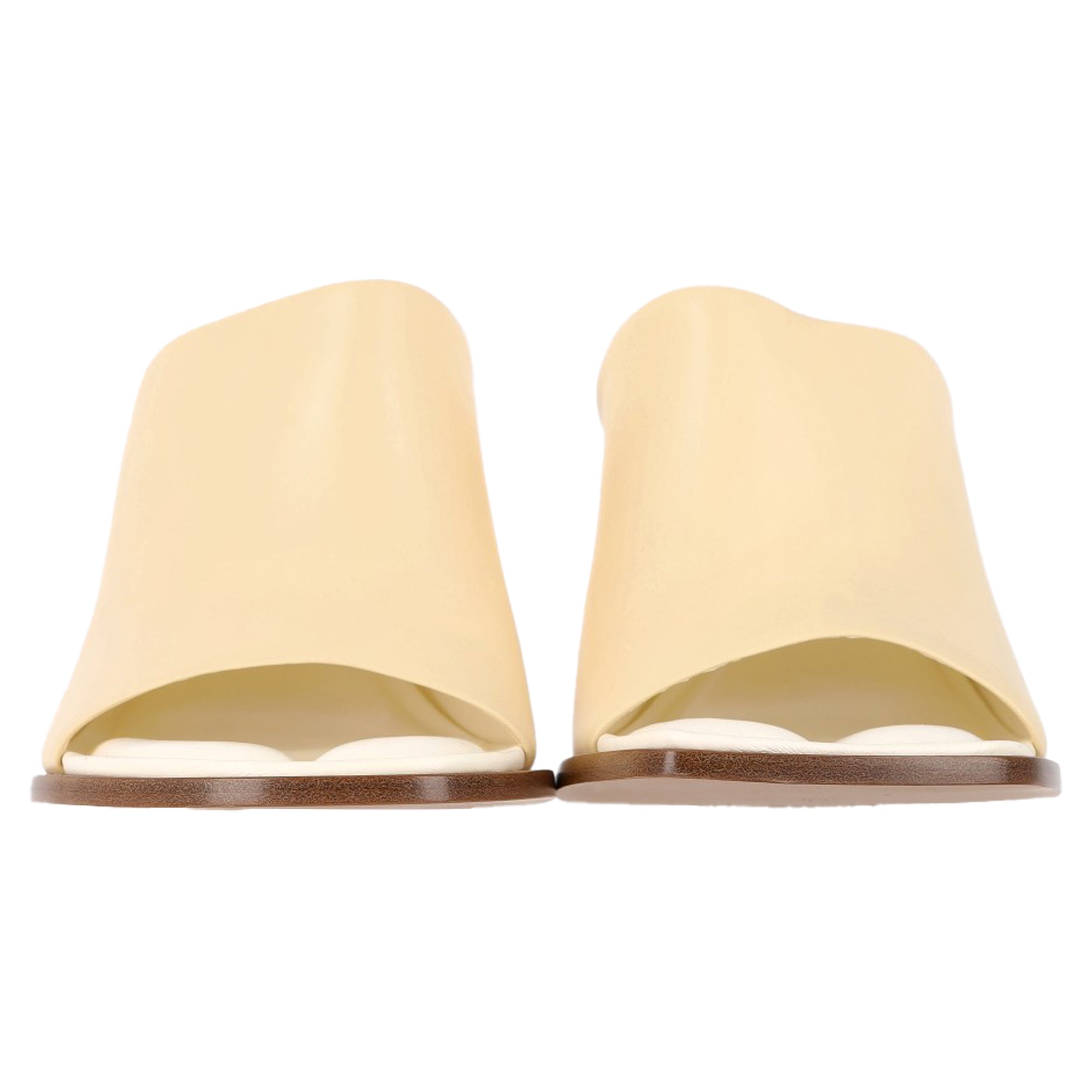 Jacquemus Les Mules Rond Carré Sandals in Cream Calf Leather