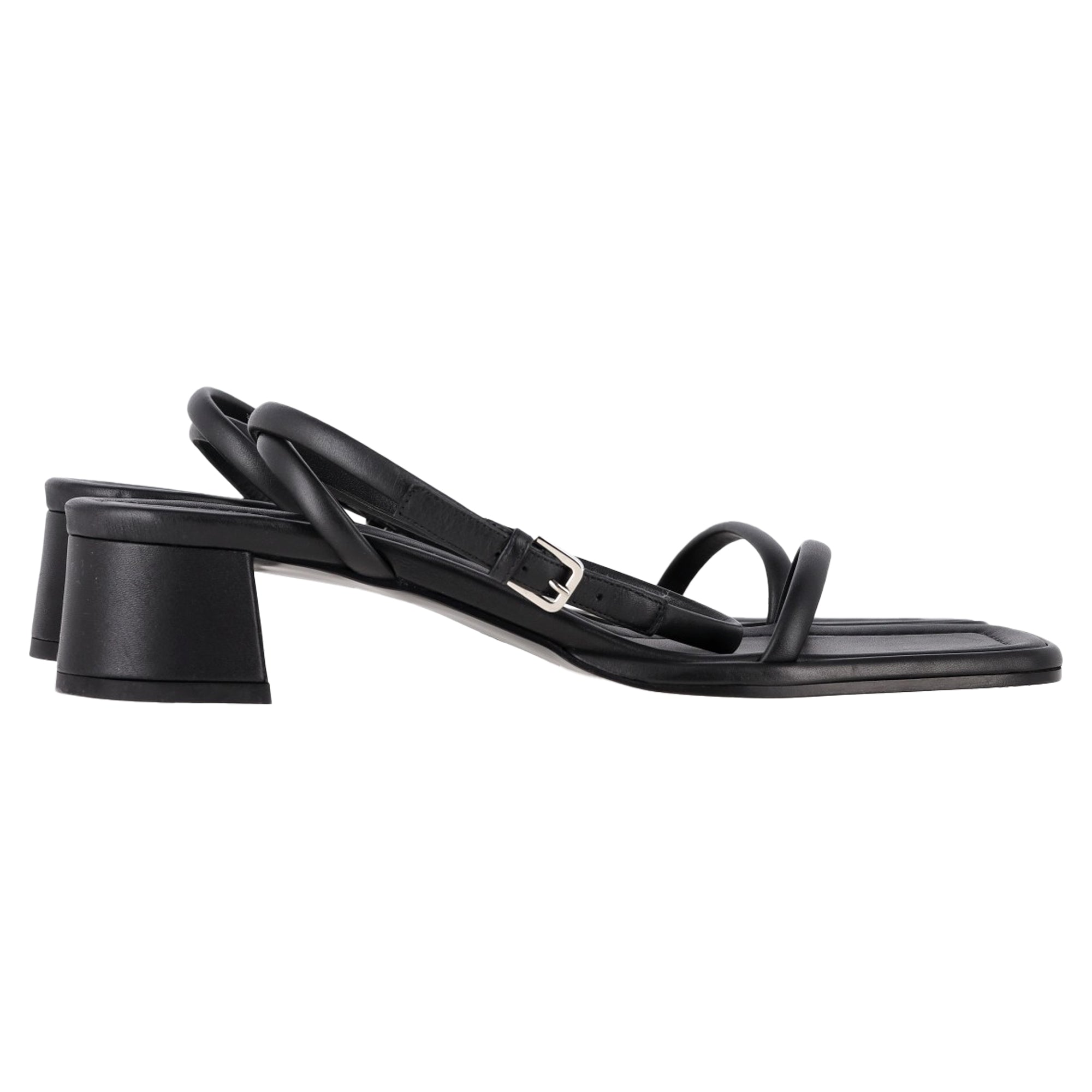 The Row Kate Block-Heel Sandals in Black Leather