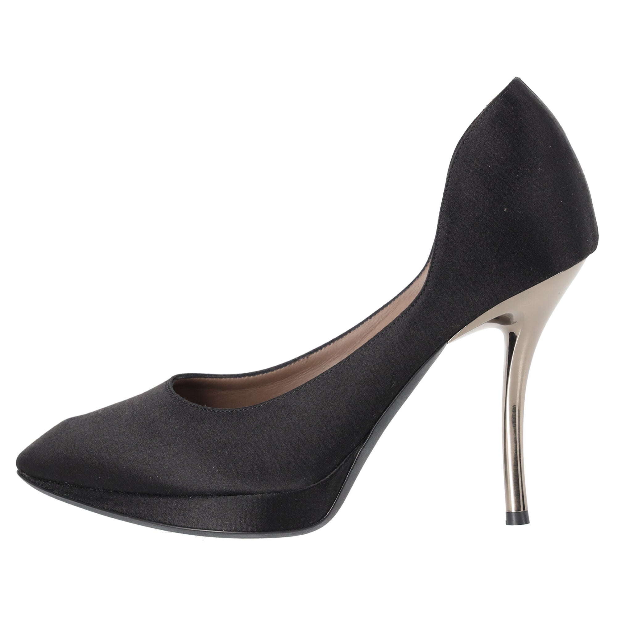 Women's Lanvin Pointed-Toe Platform Pumps in Black Satin