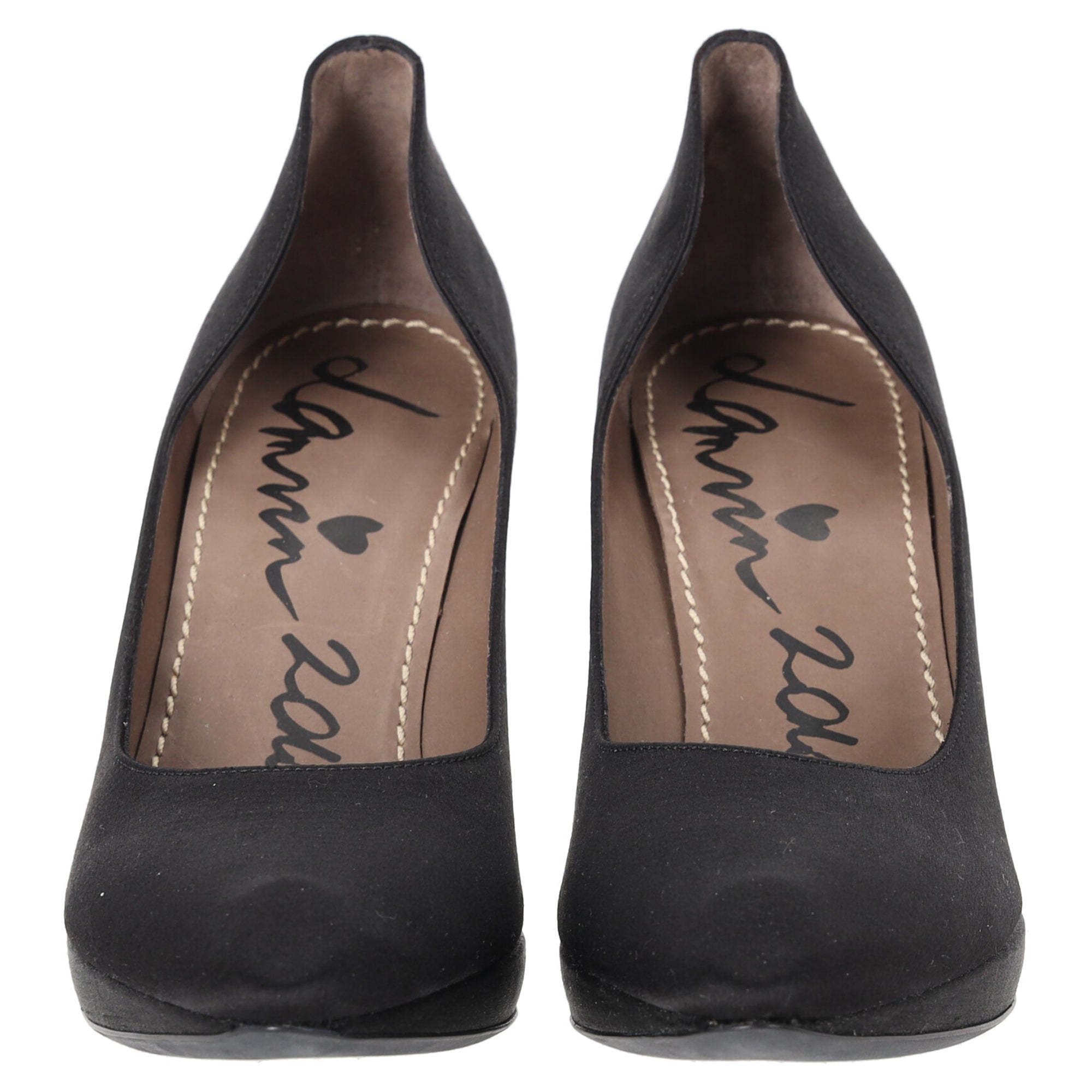Women's Lanvin Pointed-Toe Platform Pumps in Black Satin