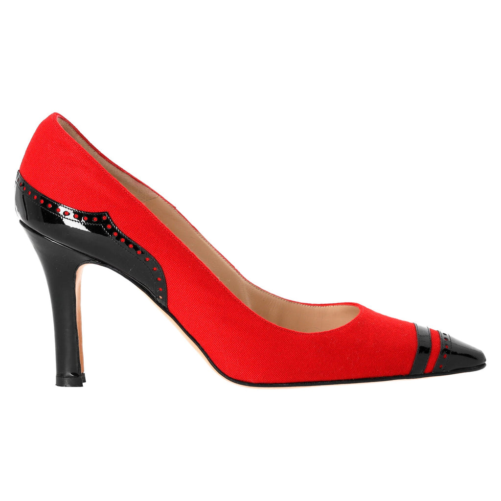 Women's Manolo Blahnik Pointed Toe Pumps in Red Suede