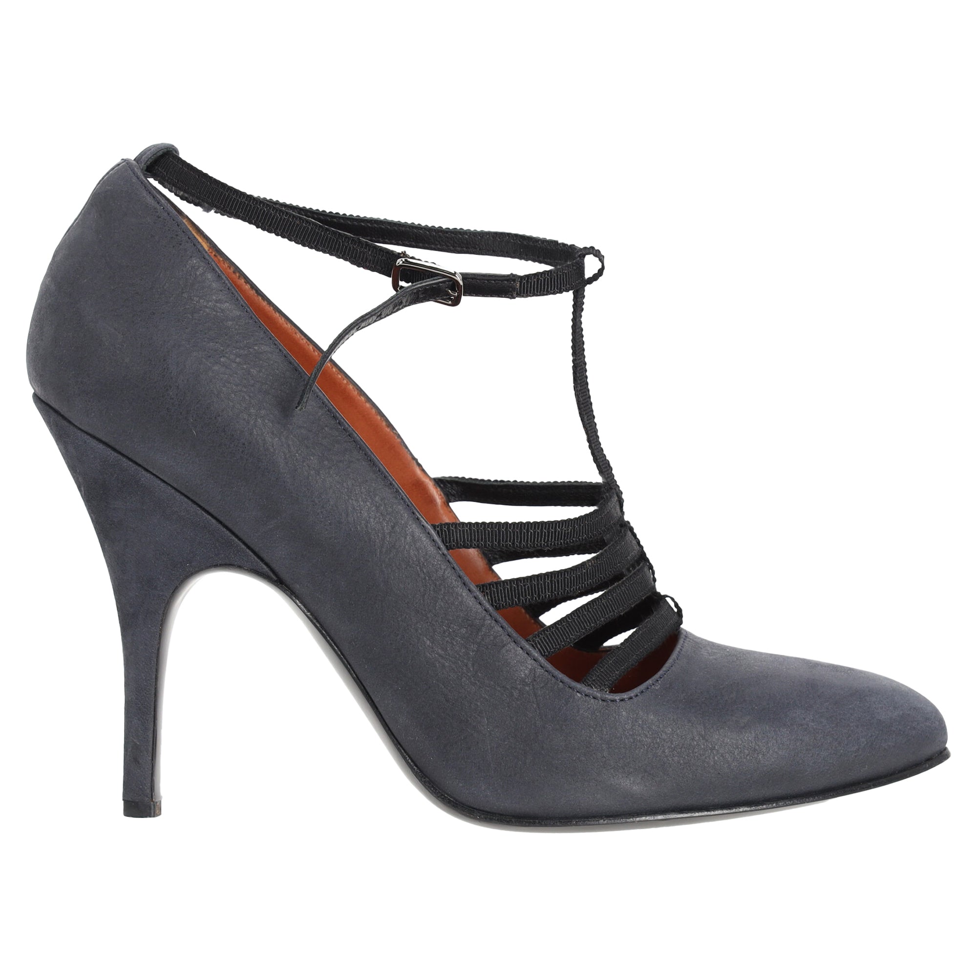 Lanvin Strappy Pumps in Dark Grey Leather