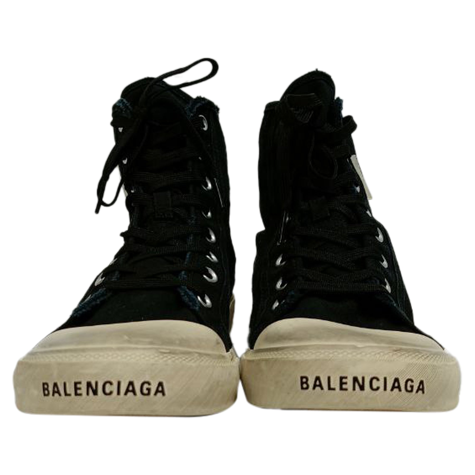 Balenciaga Paris High Top Sneakers in Navy Blue Canvas
