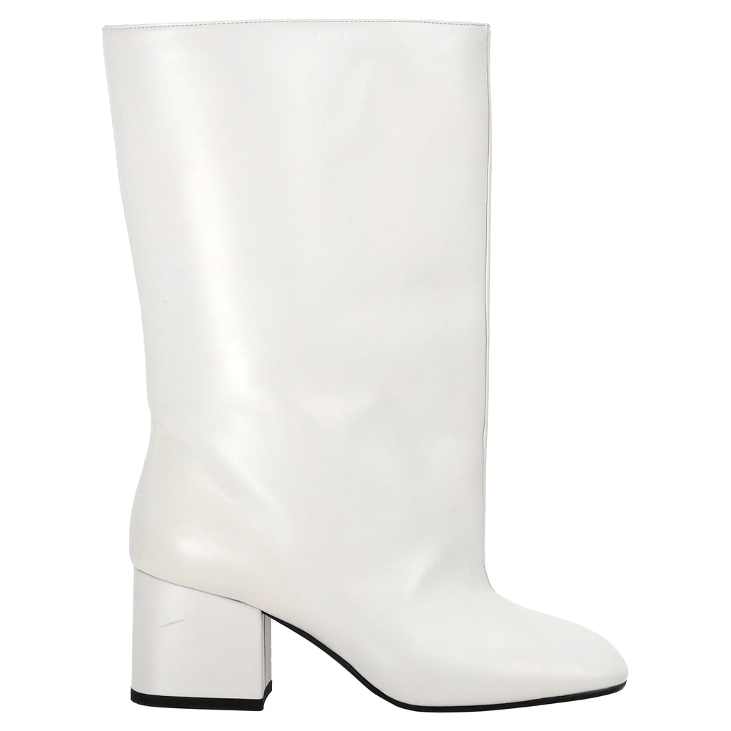 Marni Block-Heel Mid-Calf Boots in White Calf Leather