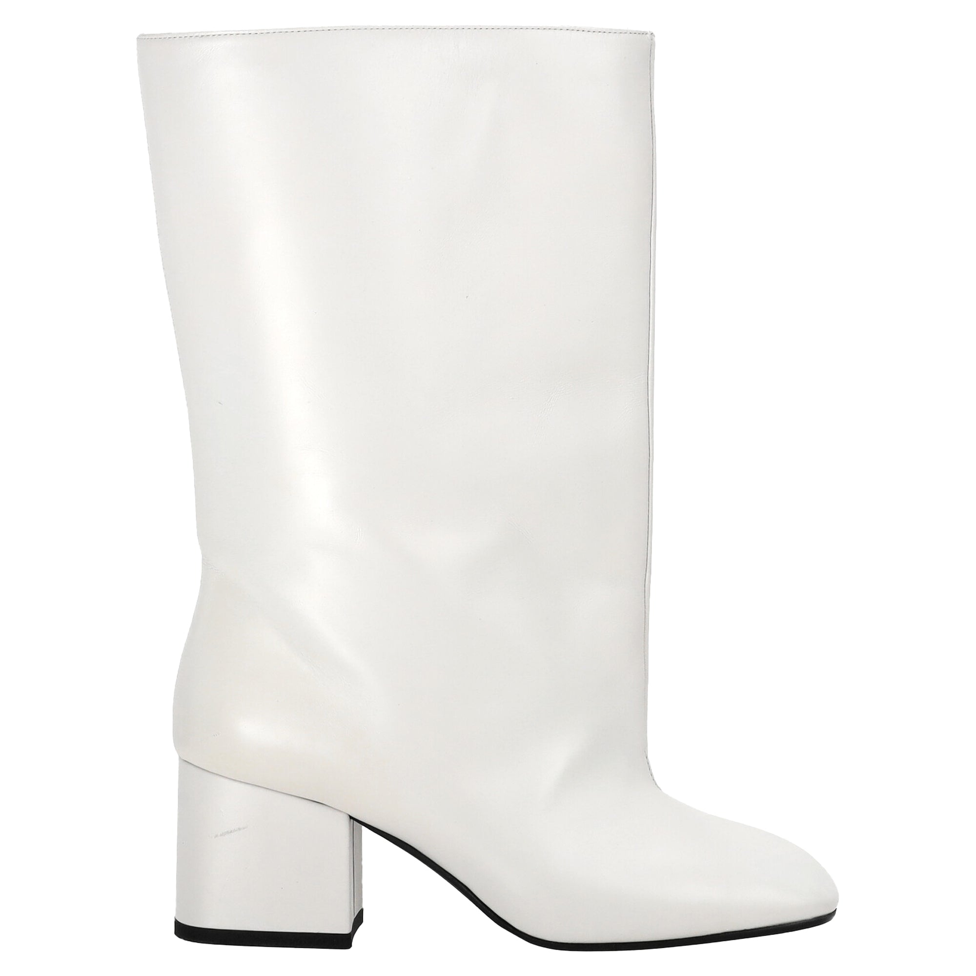 Marni Block-Heel Mid-Calf Boots in White Calf Leather