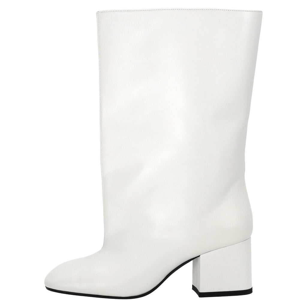 Marni Block-Heel Mid-Calf Boots in White Calf Leather