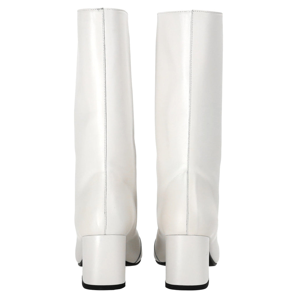 Marni Block-Heel Mid-Calf Boots in White Calf Leather