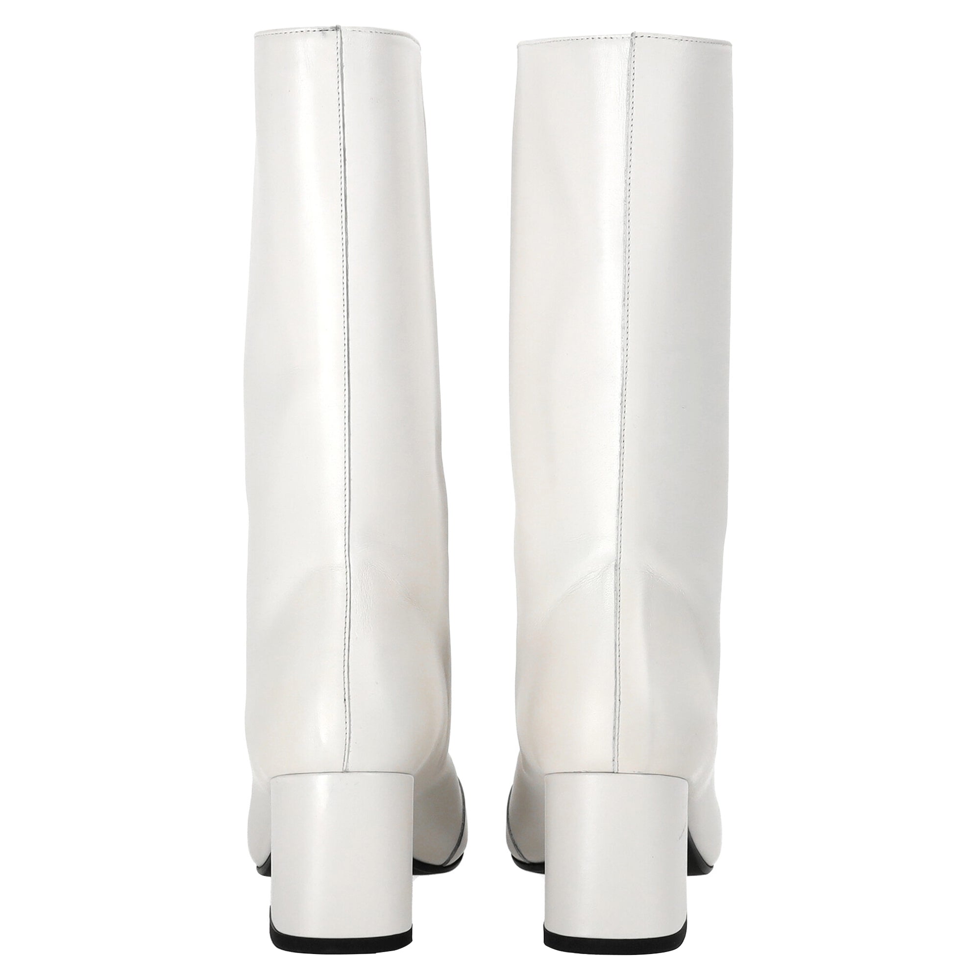 Marni Block-Heel Mid-Calf Boots in White Calf Leather