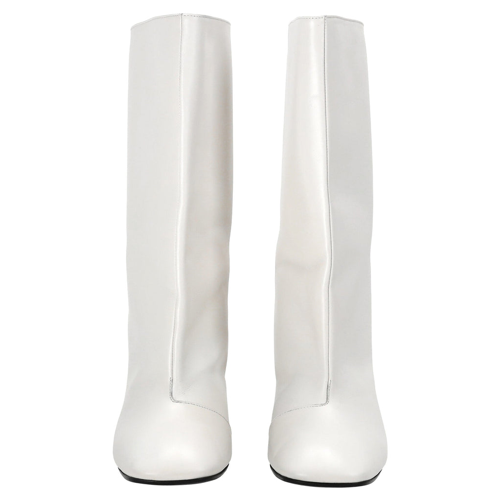 Marni Block-Heel Mid-Calf Boots in White Calf Leather
