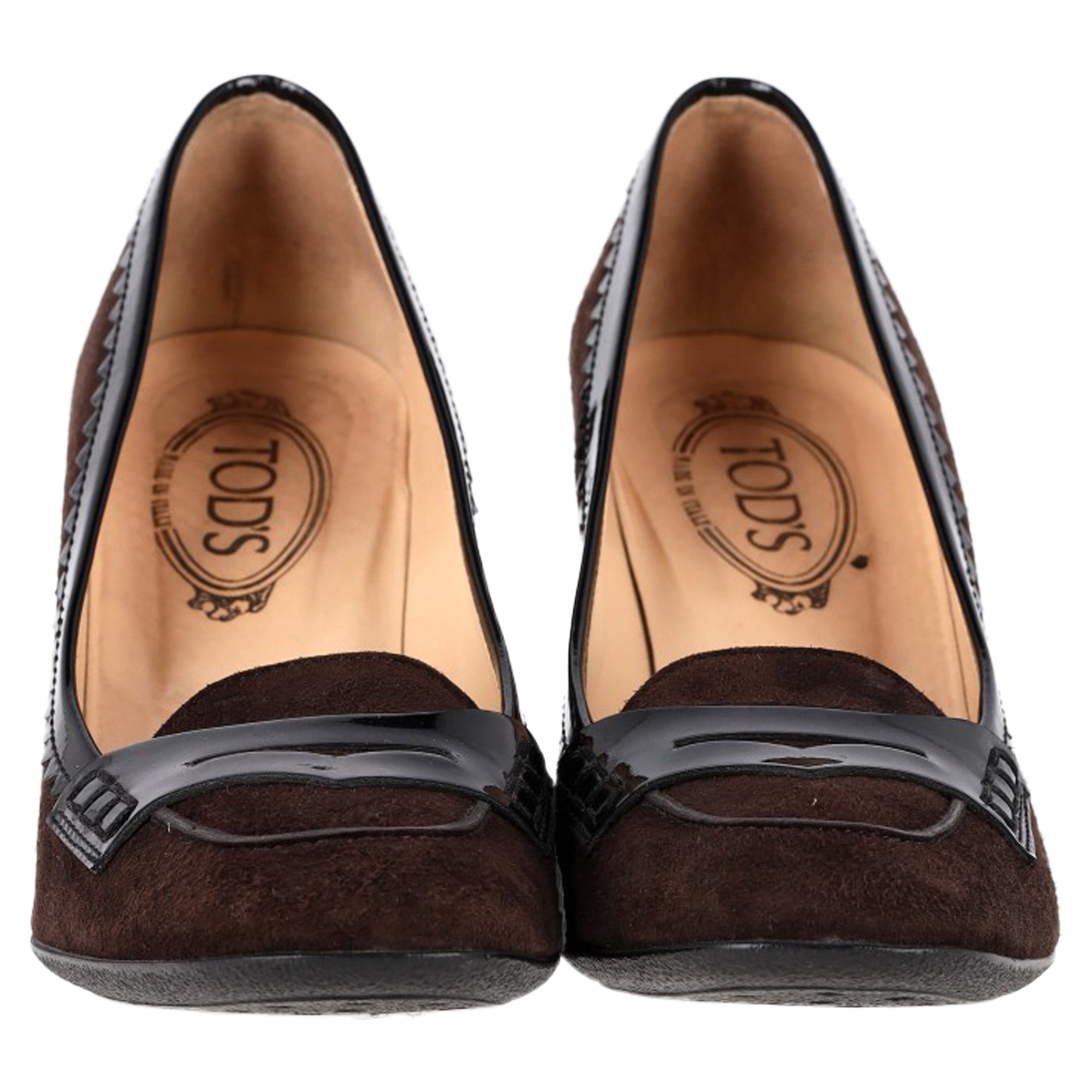 Women's Tod's Penny Loafer Accent Pumps in Brown Suede