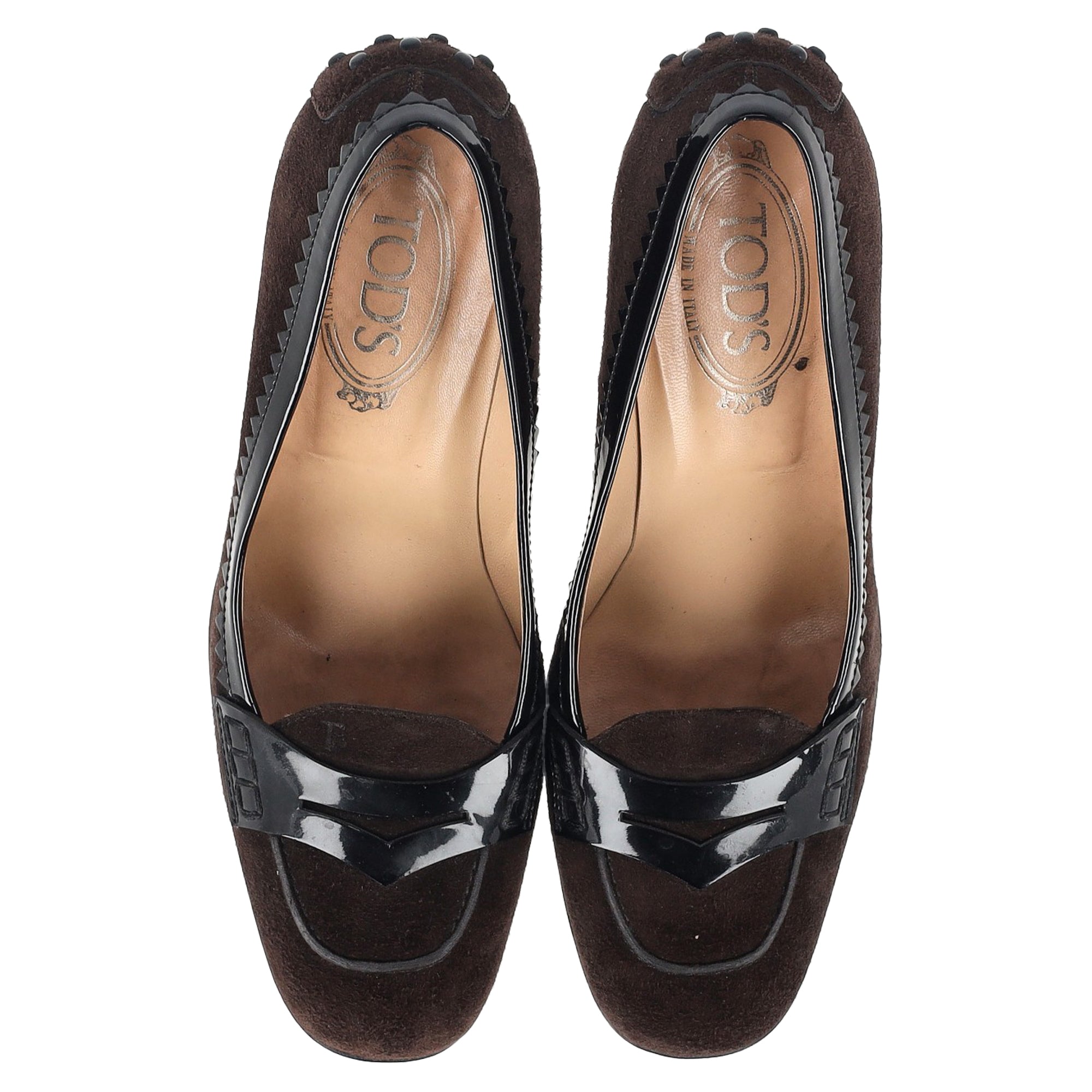 Women's Tod's Penny Loafer Accent Pumps in Brown Suede