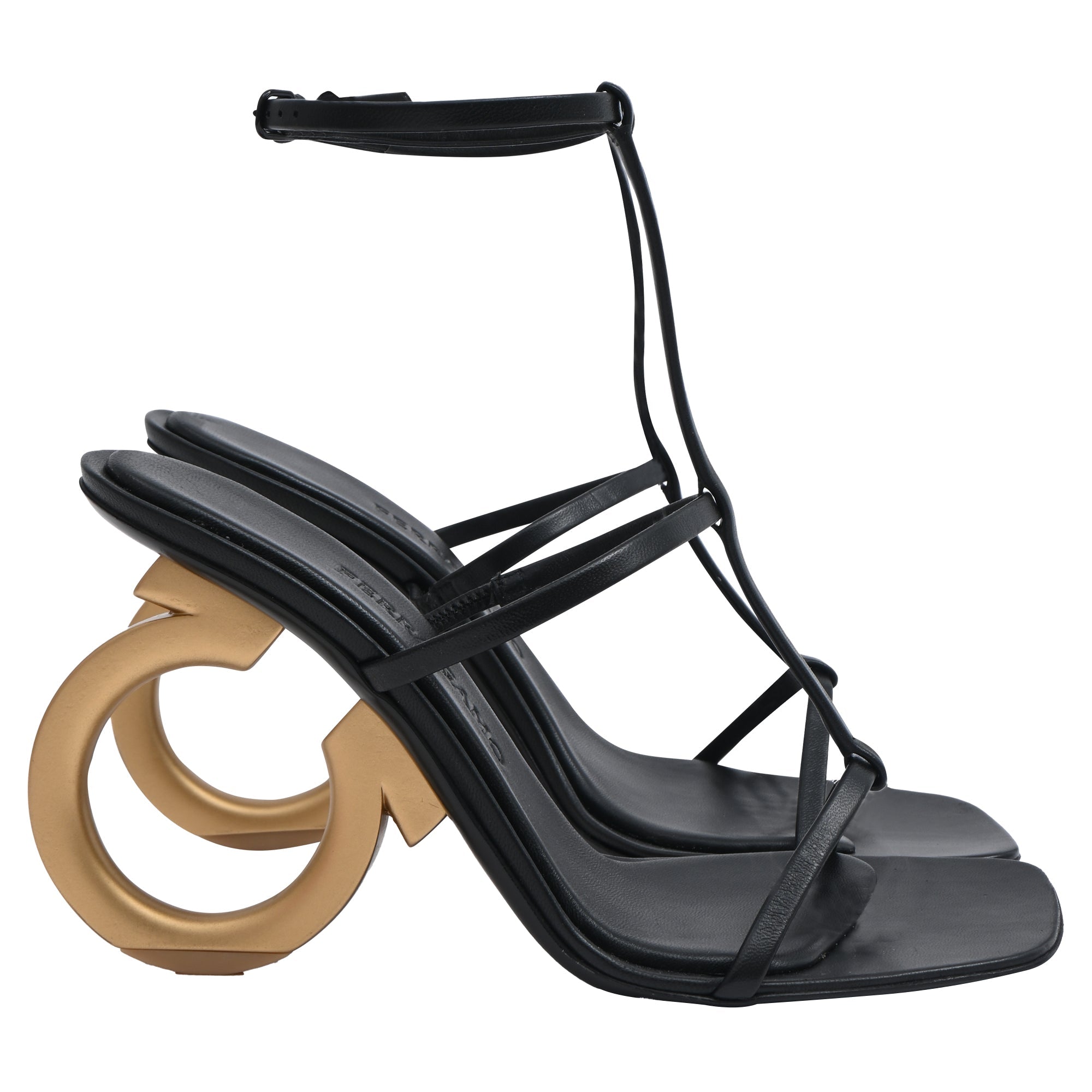 Salvatore Ferragamo Elina 105 Sandal Heels in Black Lamb Leather