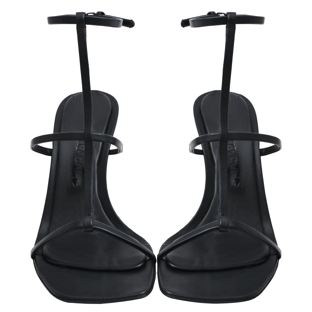 Salvatore Ferragamo Elina 105 Sandal Heels in Black Lamb Leather