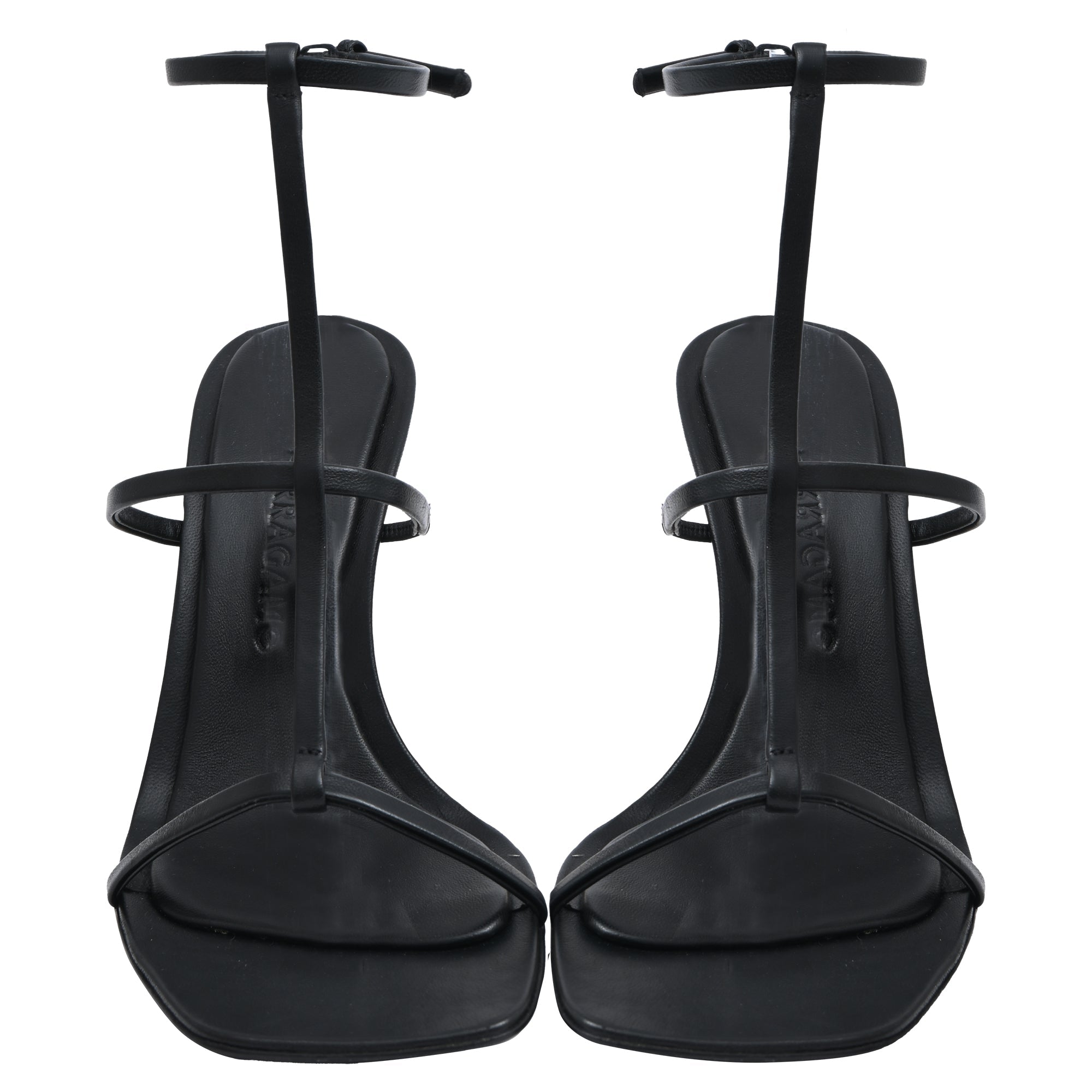 Salvatore Ferragamo Elina 105 Sandal Heels in Black Lamb Leather