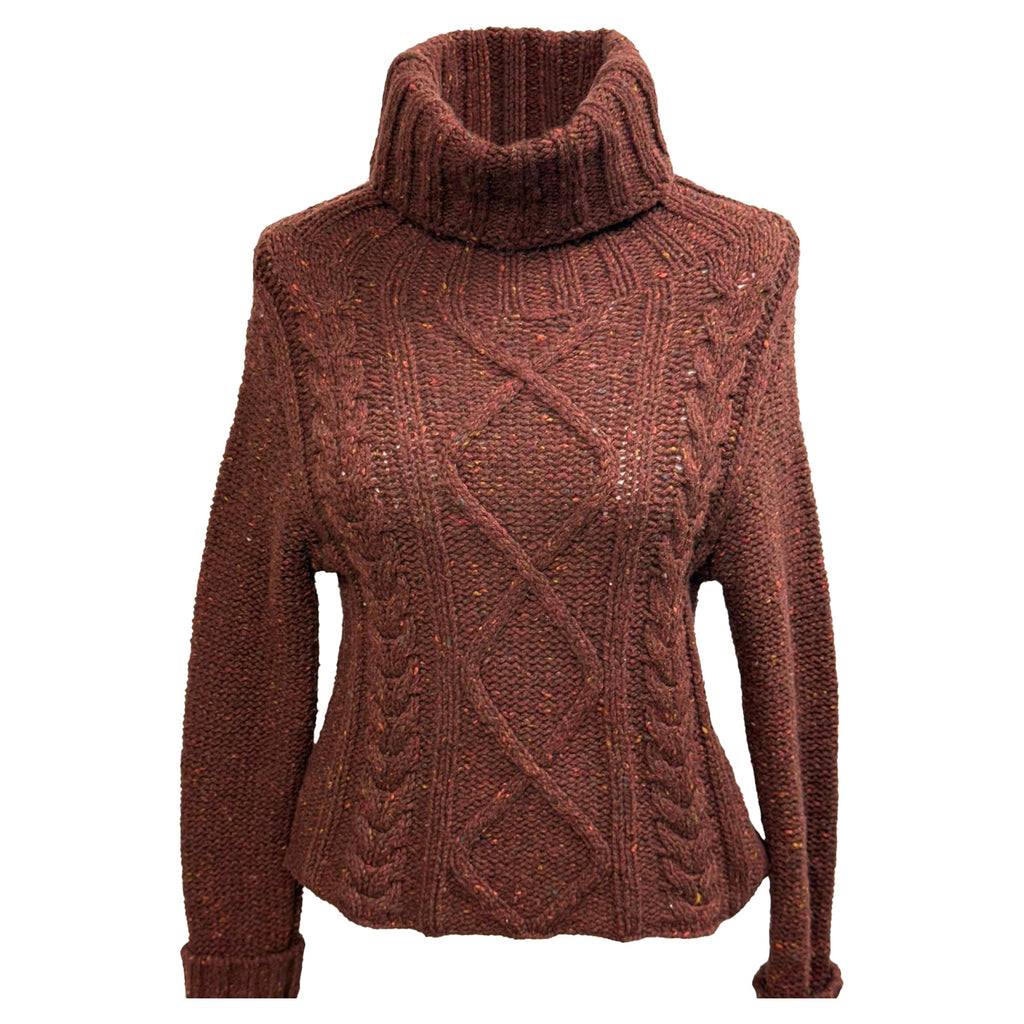 Burberry London Rolled Neck Knitted Sweater in Brown Wool