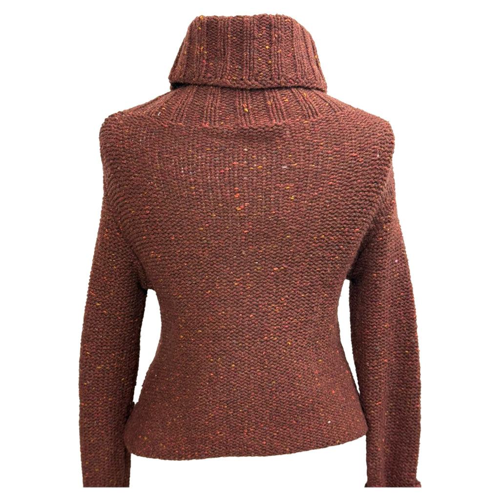 Burberry London Rolled Neck Knitted Sweater in Brown Wool