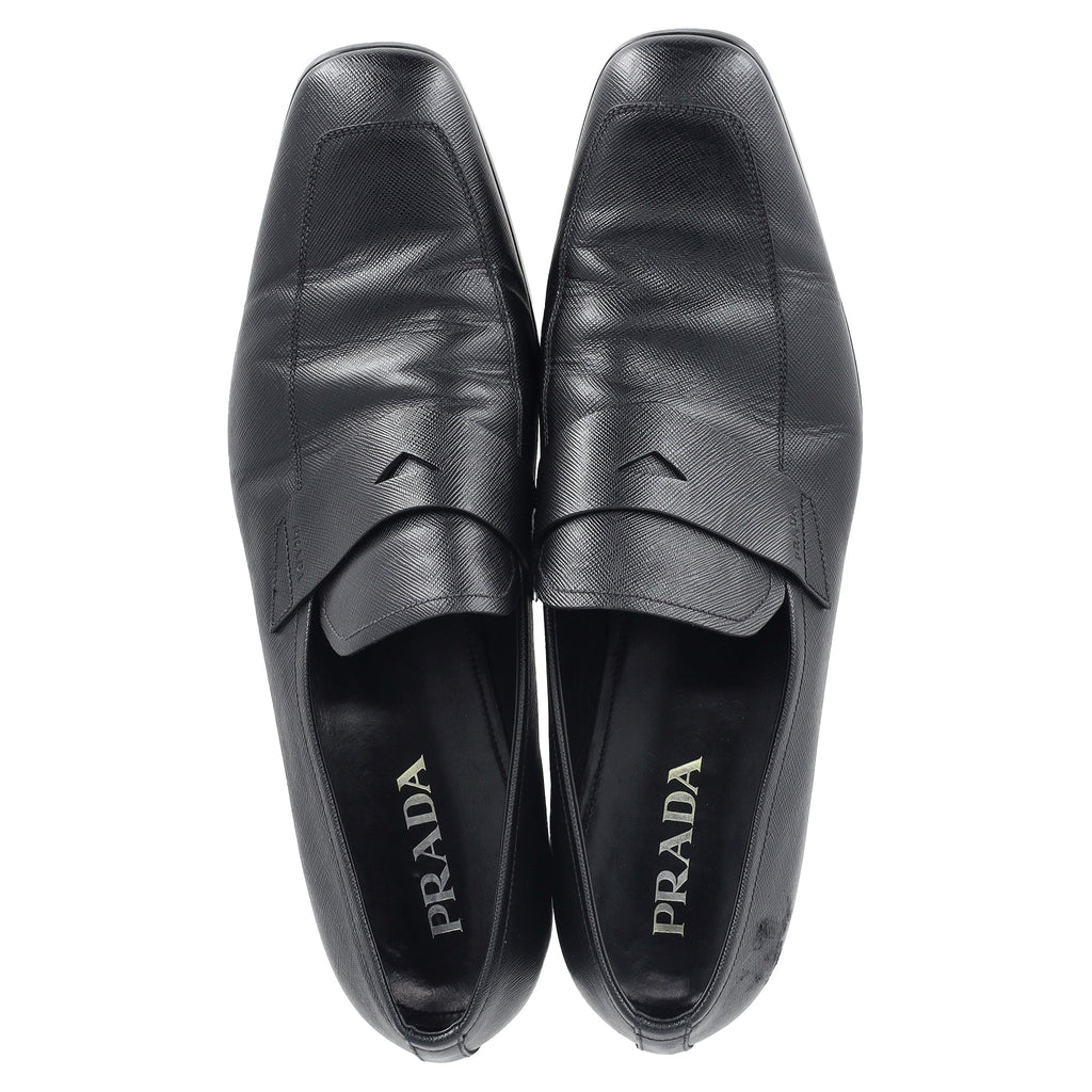 Men's  Prada Penny Loafers in Black Saffiano Leather