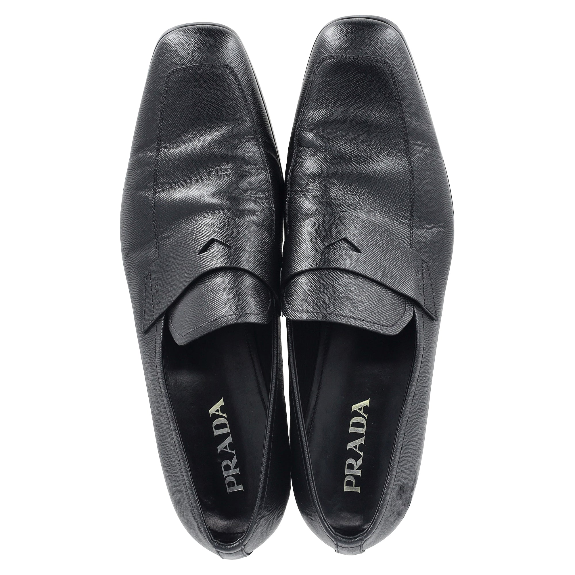 Men's  Prada Penny Loafers in Black Saffiano Leather