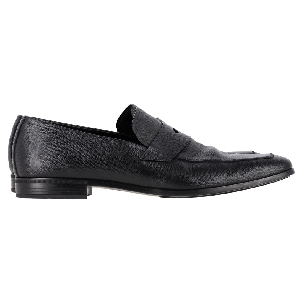 Men's  Prada Penny Loafers in Black Saffiano Leather