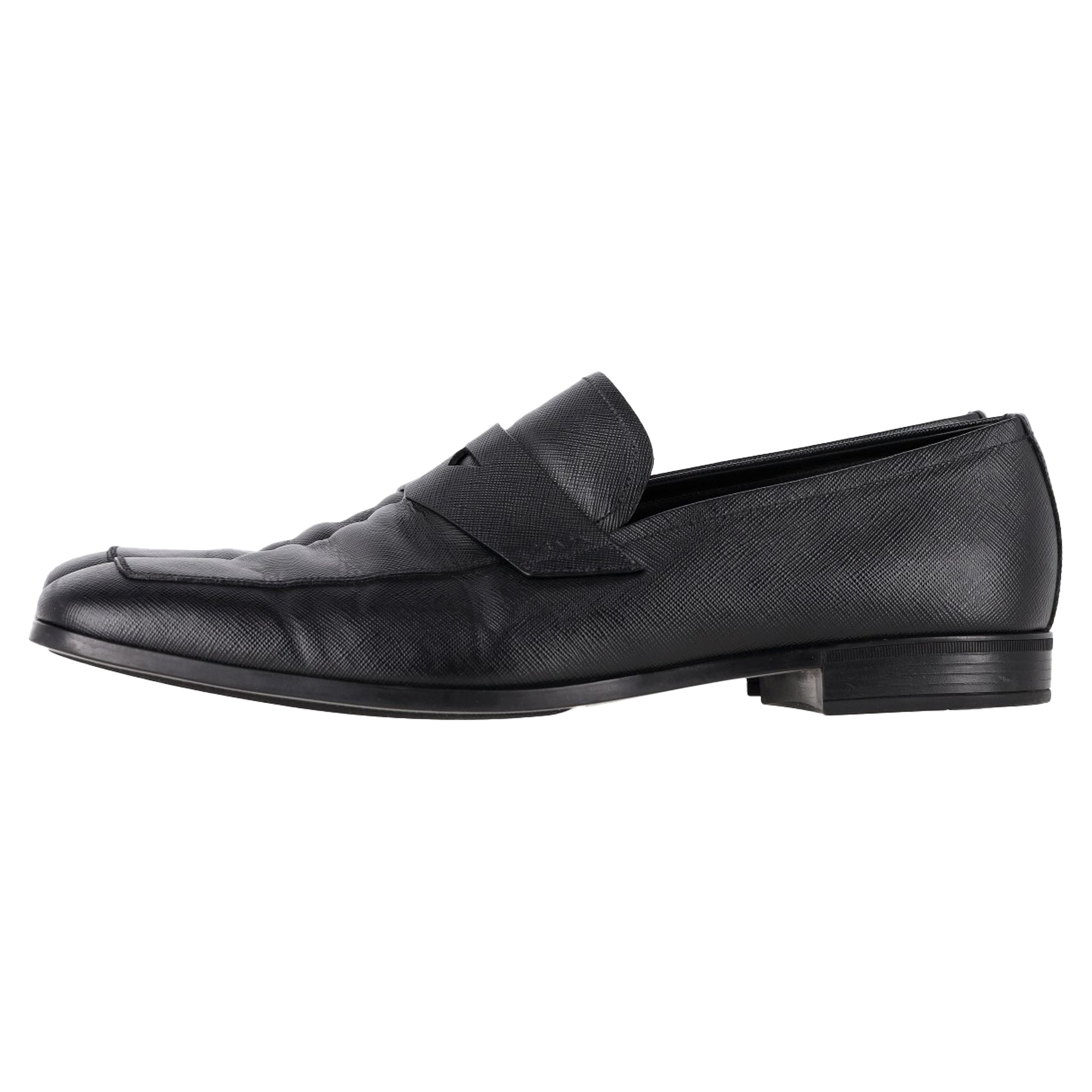 Men's  Prada Penny Loafers in Black Saffiano Leather