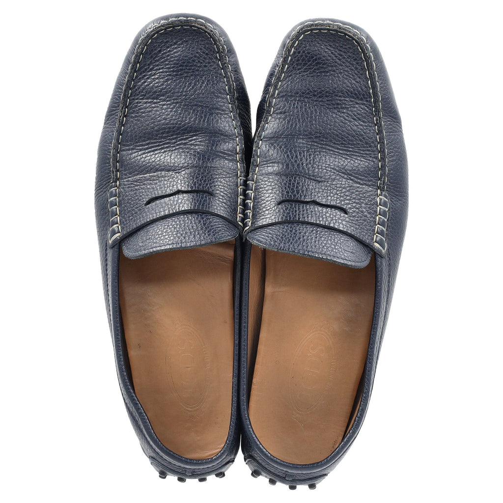 Men's Tod's Penny Driving Shoes in Navy Blue Leather