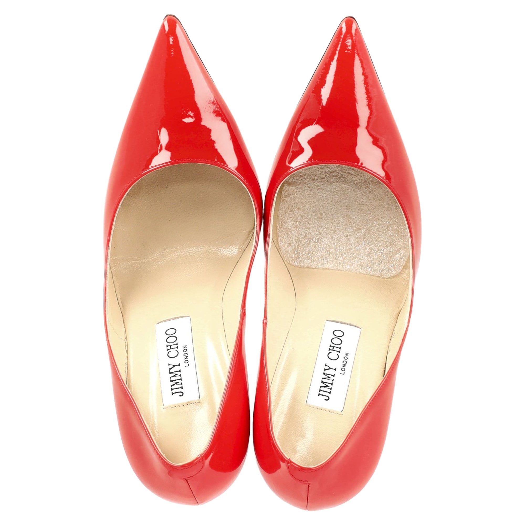 Women's Jimmy Choo Pointed-Toe Pumps in Red Patent Leather